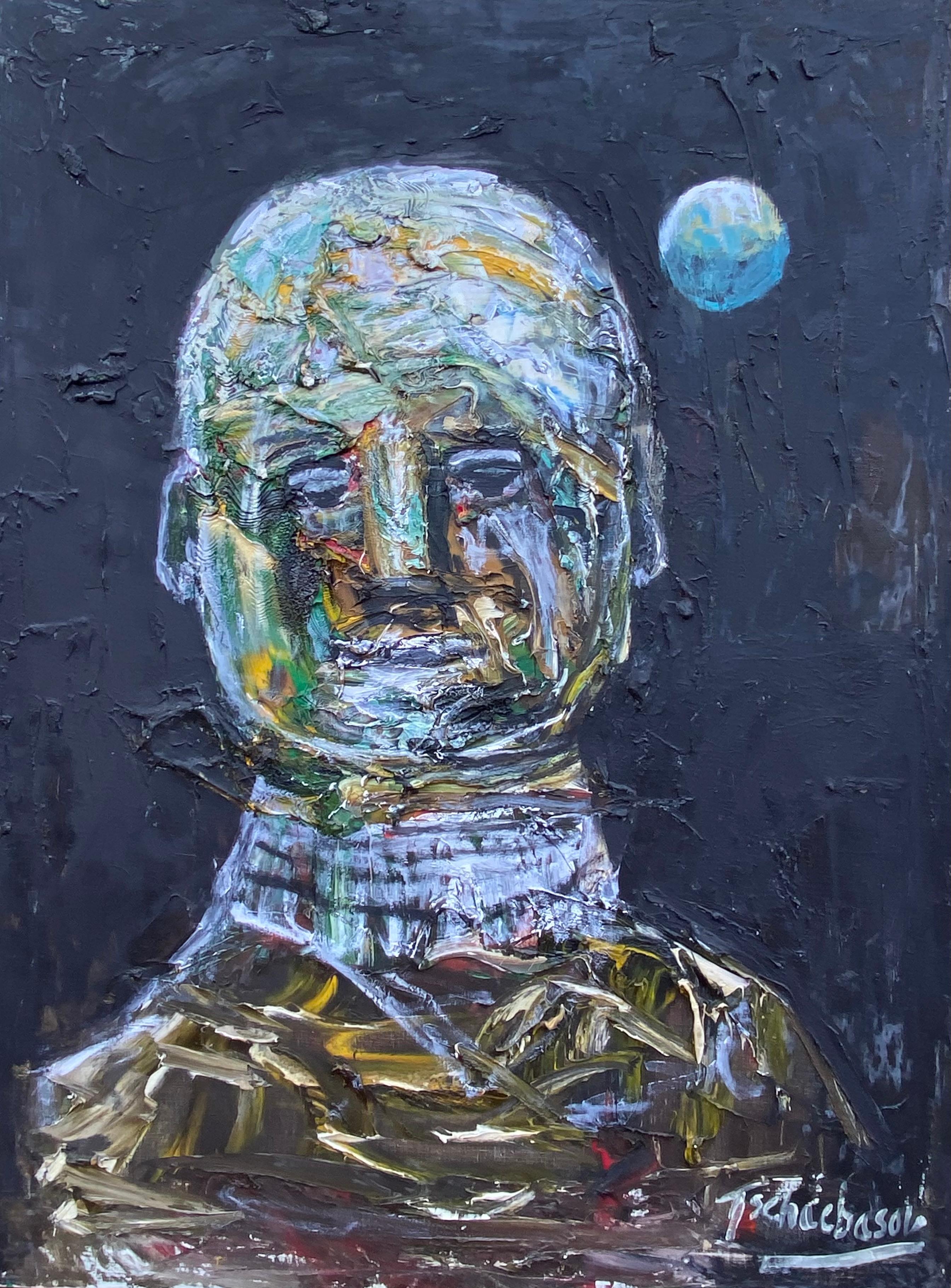 Nahum Tschacbasov Abstract Painting - Man and the Moon