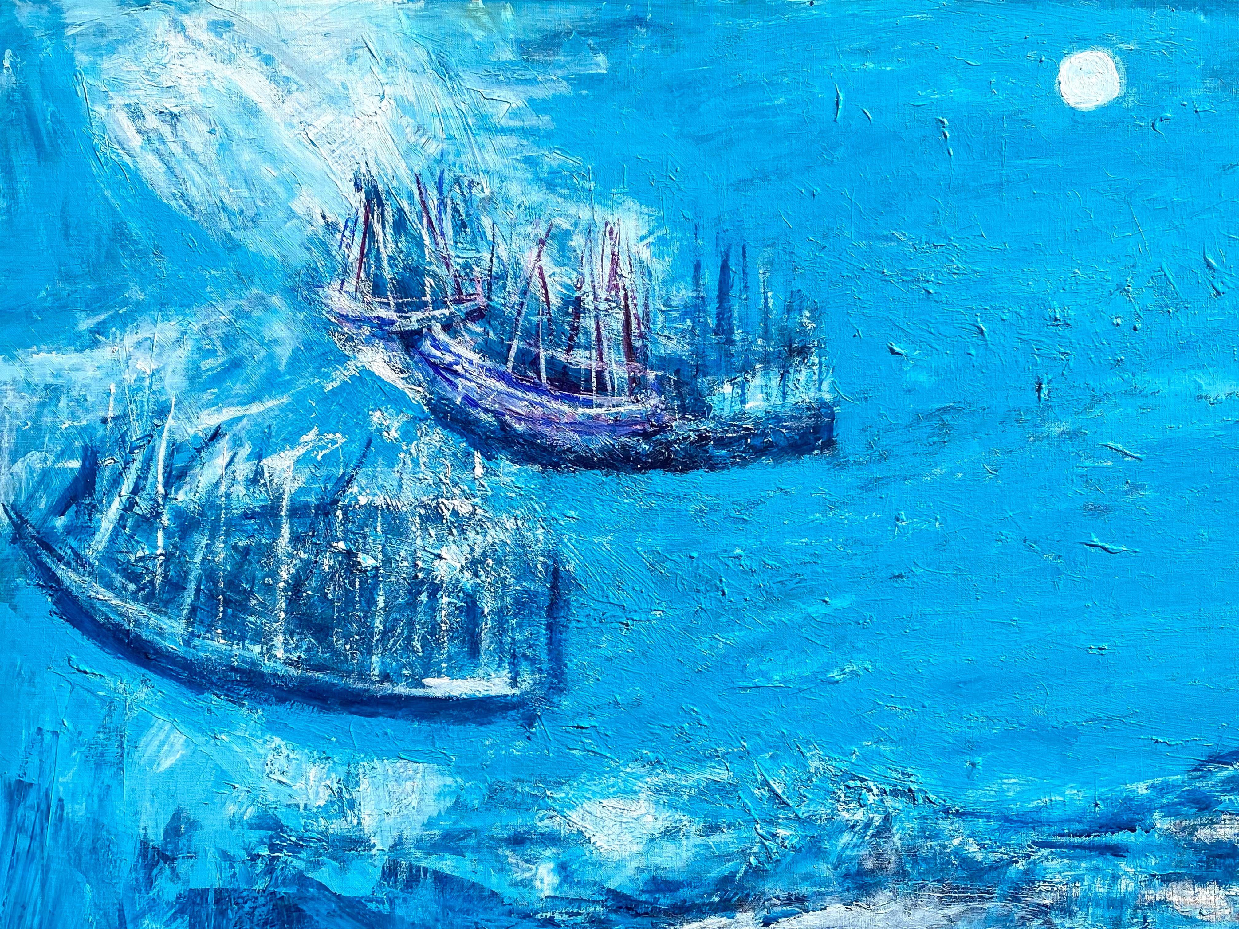 “Moonlight Sail” - Post-Modern Painting by Nahum Tschacbasov