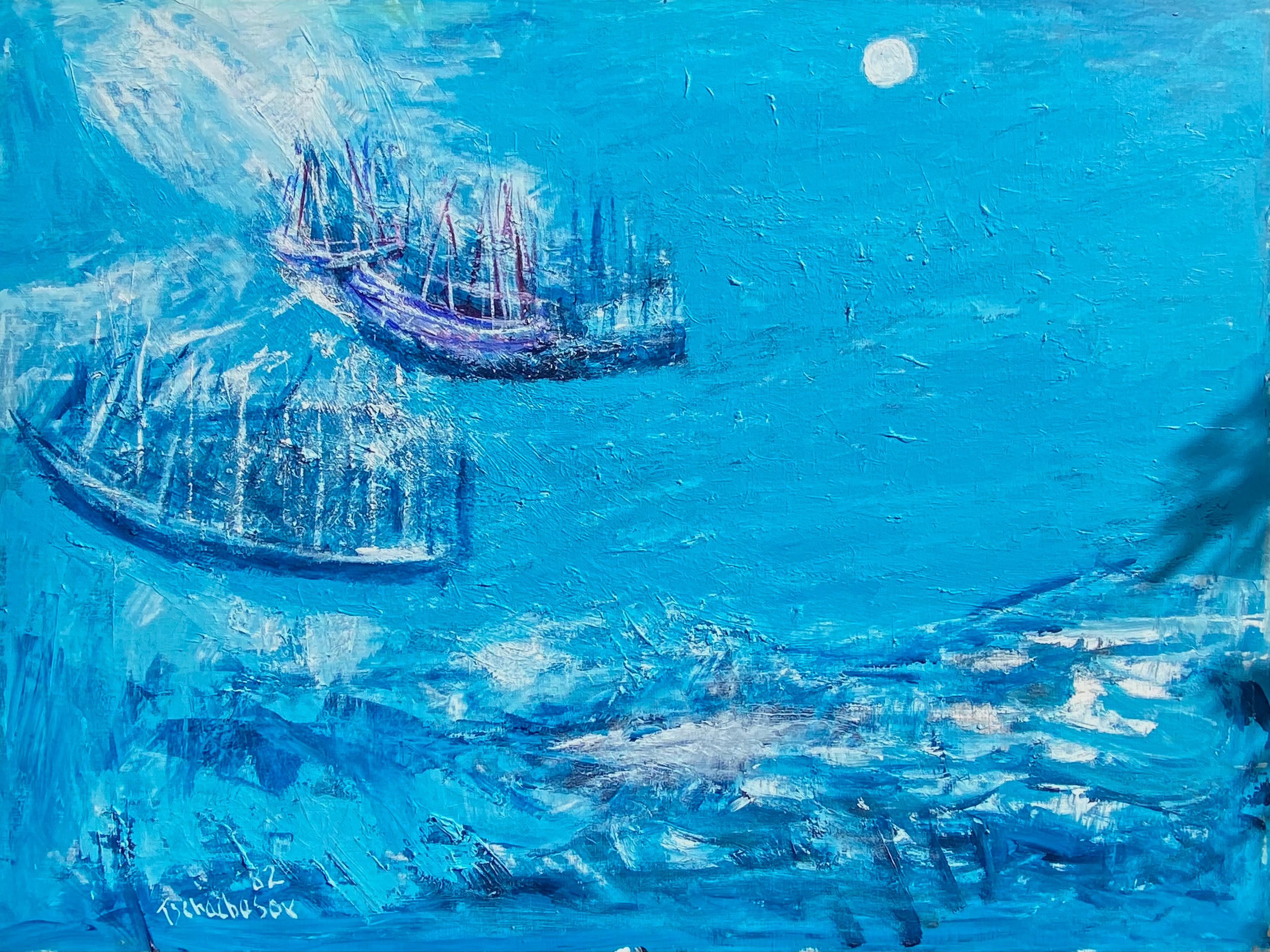 “Moonlight Sail” - Painting by Nahum Tschacbasov