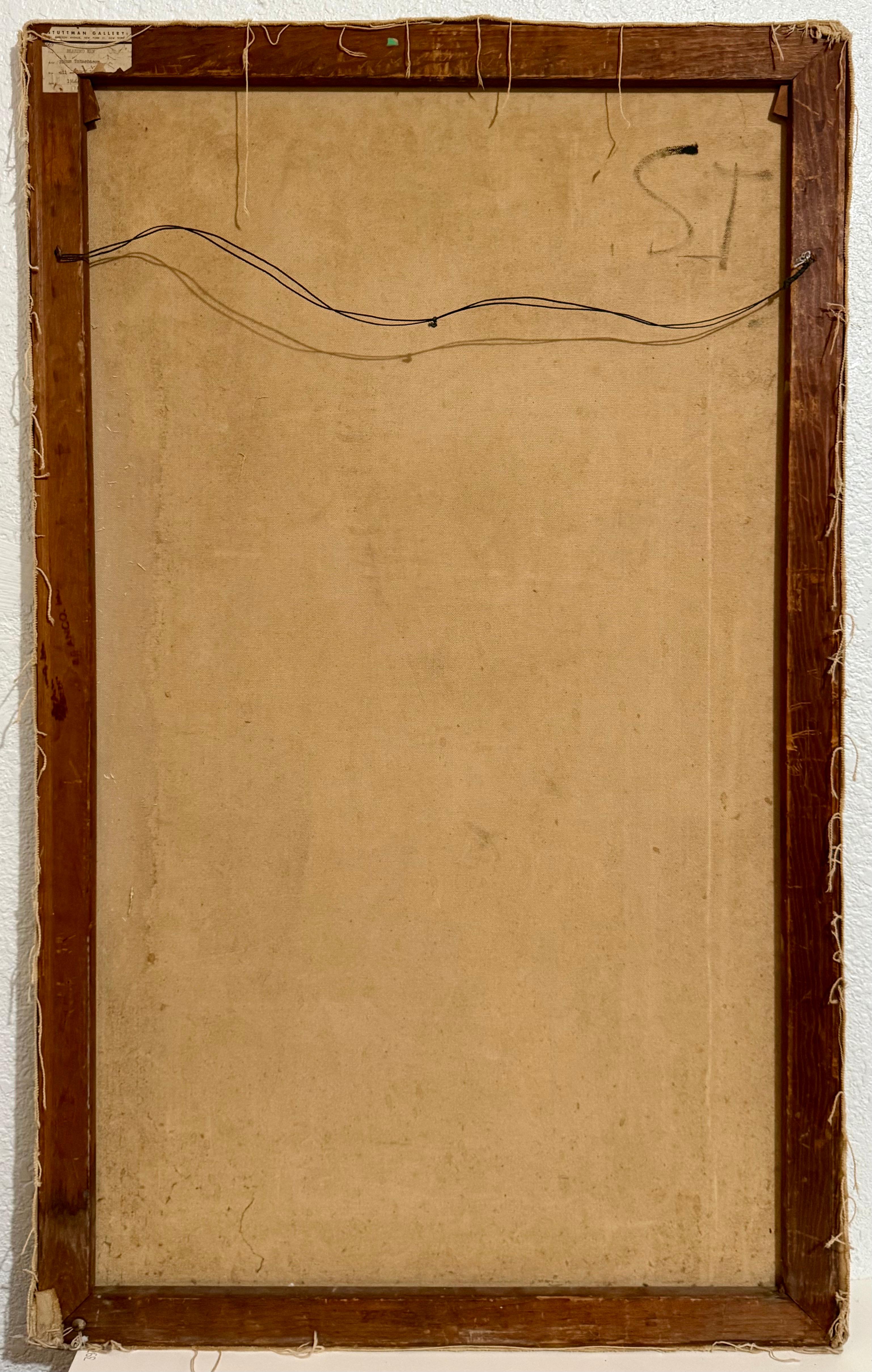 Seltene 1946 WWII Judaica Abstraktes Ölgemälde Nahum Tschacbasov WPA Künstler Rabbi im Angebot 11