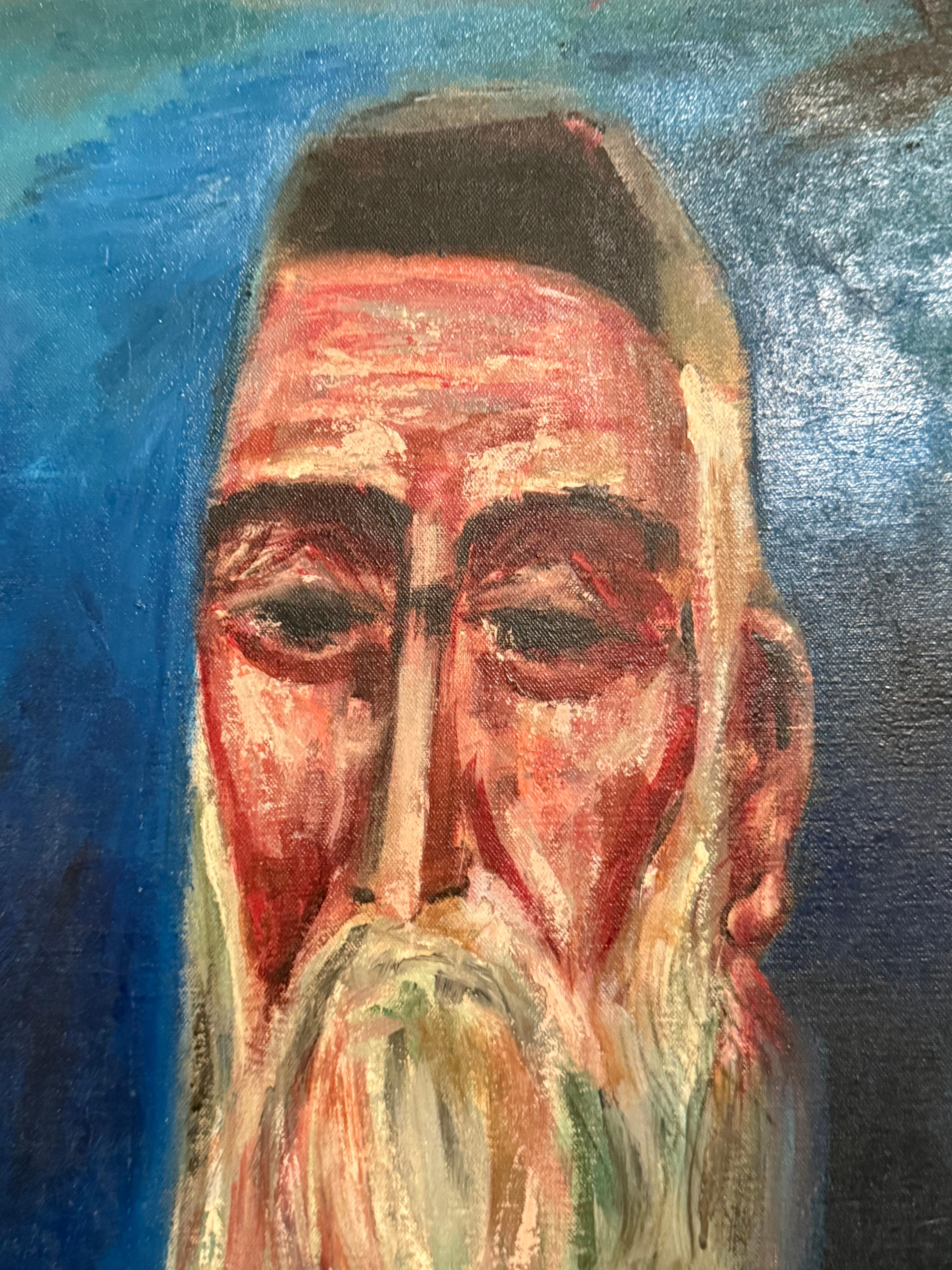 Seltene 1946 WWII Judaica Abstraktes Ölgemälde Nahum Tschacbasov WPA Künstler Rabbi im Angebot 6