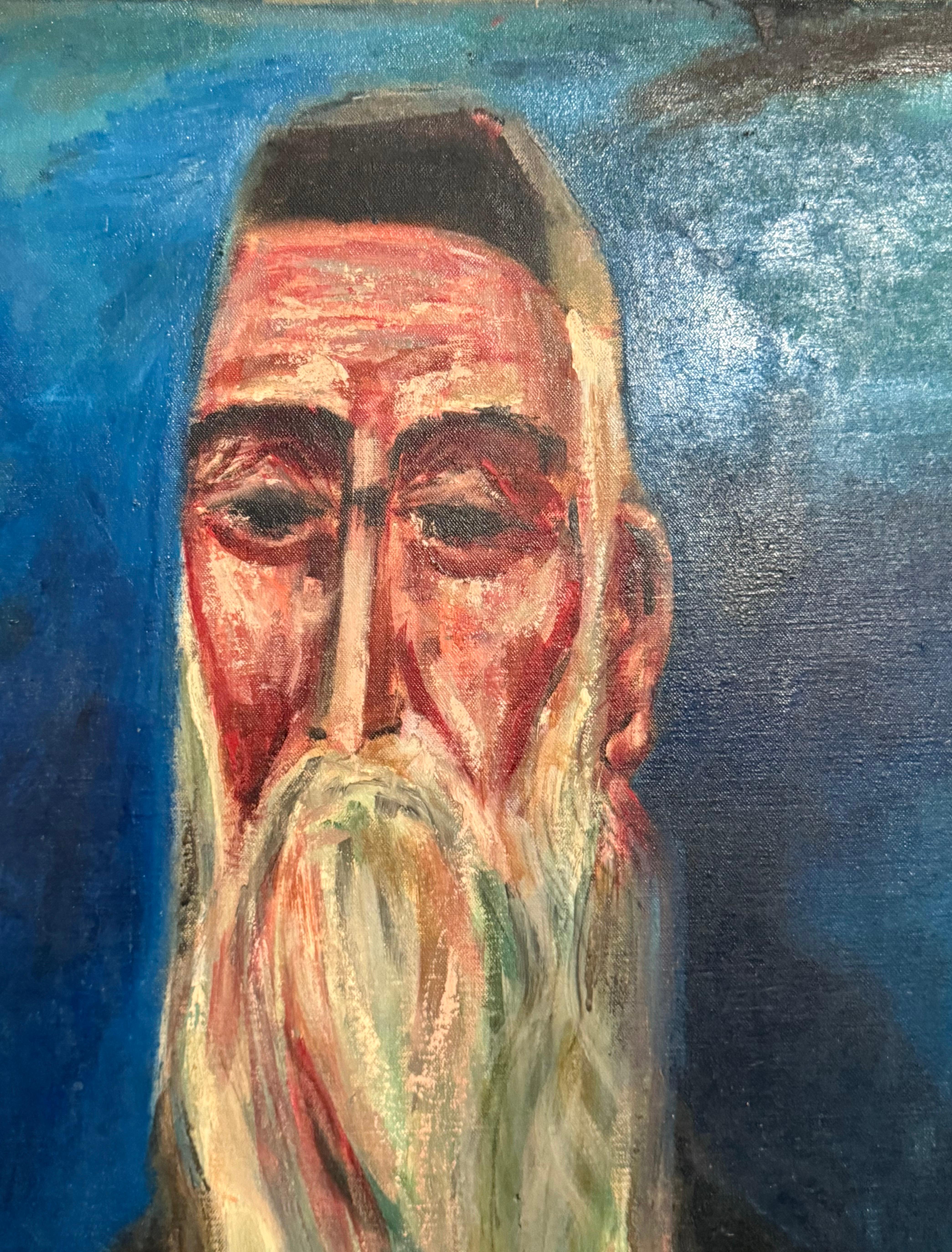 Seltene 1946 WWII Judaica Abstraktes Ölgemälde Nahum Tschacbasov WPA Künstler Rabbi im Angebot 7