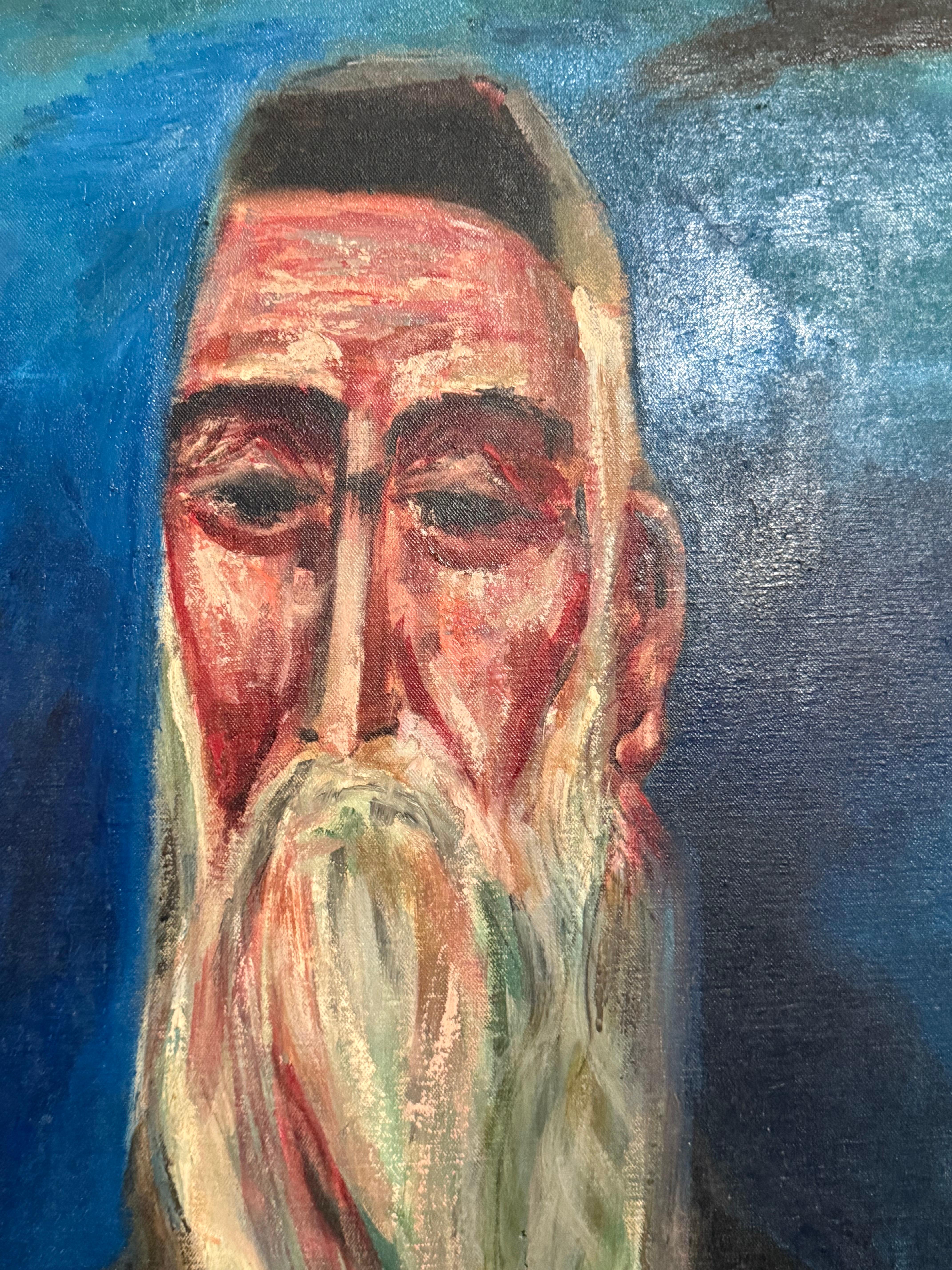 Seltene 1946 WWII Judaica Abstraktes Ölgemälde Nahum Tschacbasov WPA Künstler Rabbi im Angebot 8