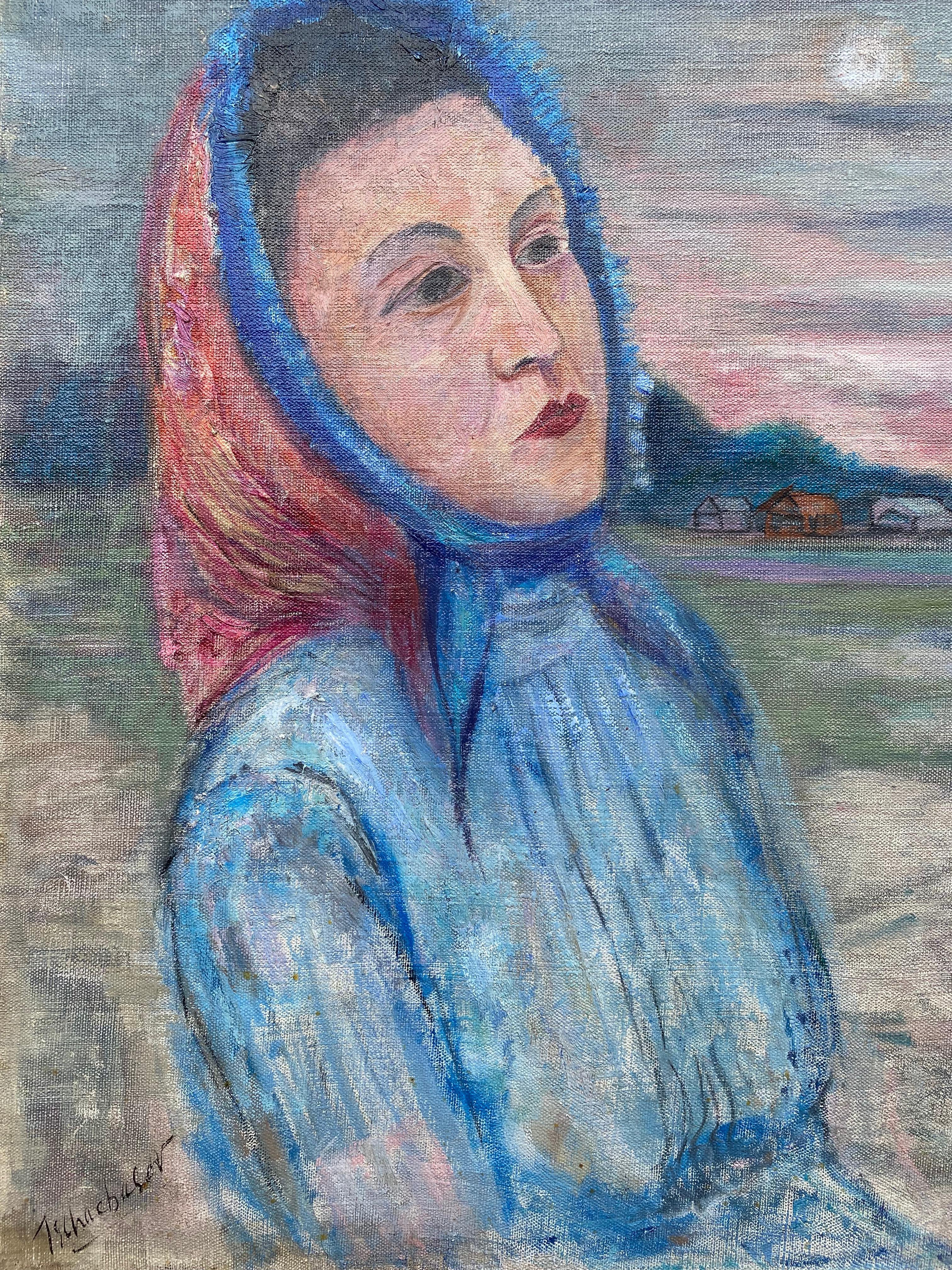 “Russian Peasant Woman” - Painting by Nahum Tschacbasov