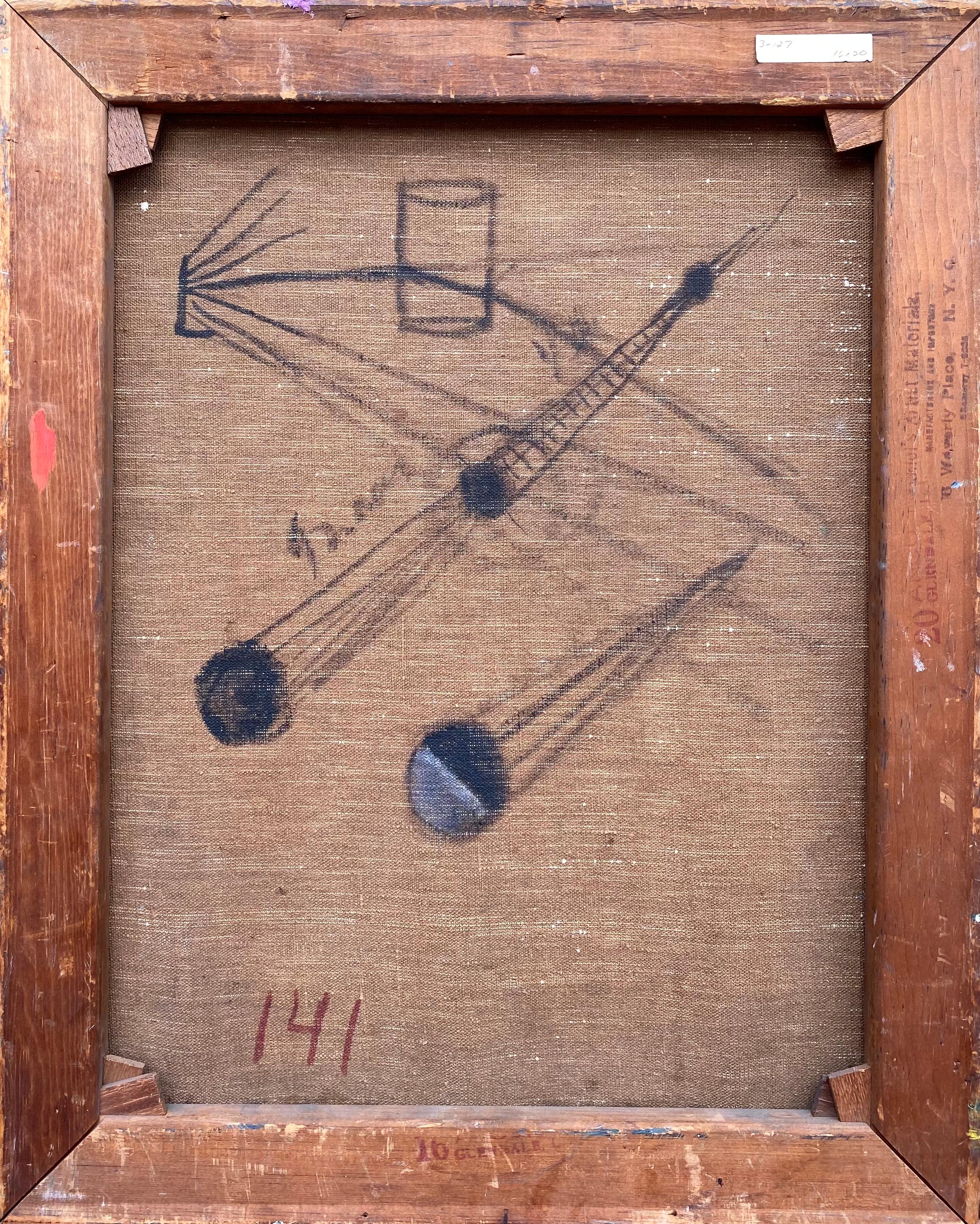 Originalgemälde in Öl auf Leinwand mit einer russischen Bäuerin in einer mondbeschienenen Landschaft von dem bekannten russisch-amerikanischen Künstler Nahum Tschacbasov. Signiert unten links. Der Zustand ist sehr gut.  Ca. 1938.  Das Gemälde ist in