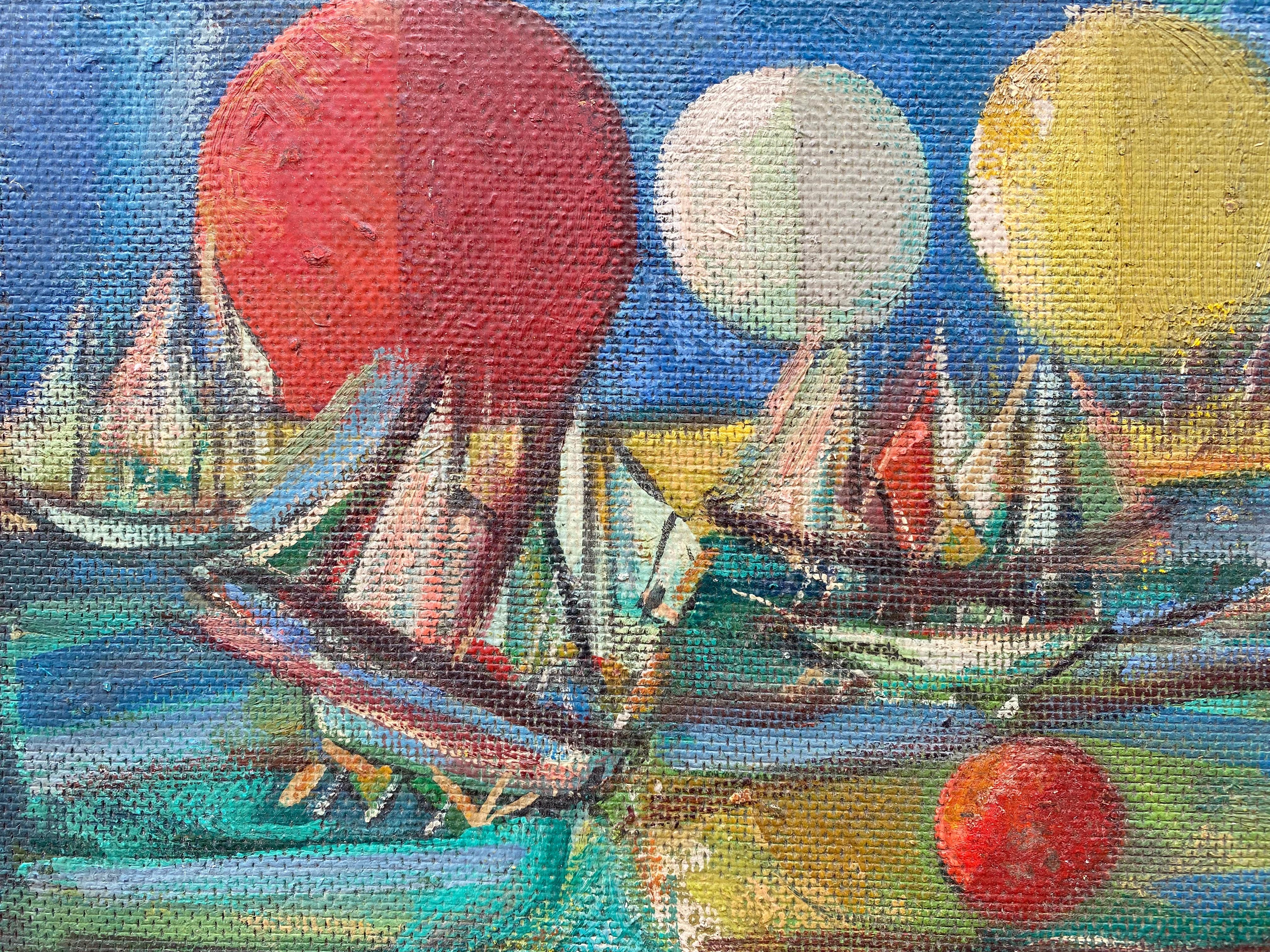 “Ships and Orbs” - Painting by Nahum Tschacbasov
