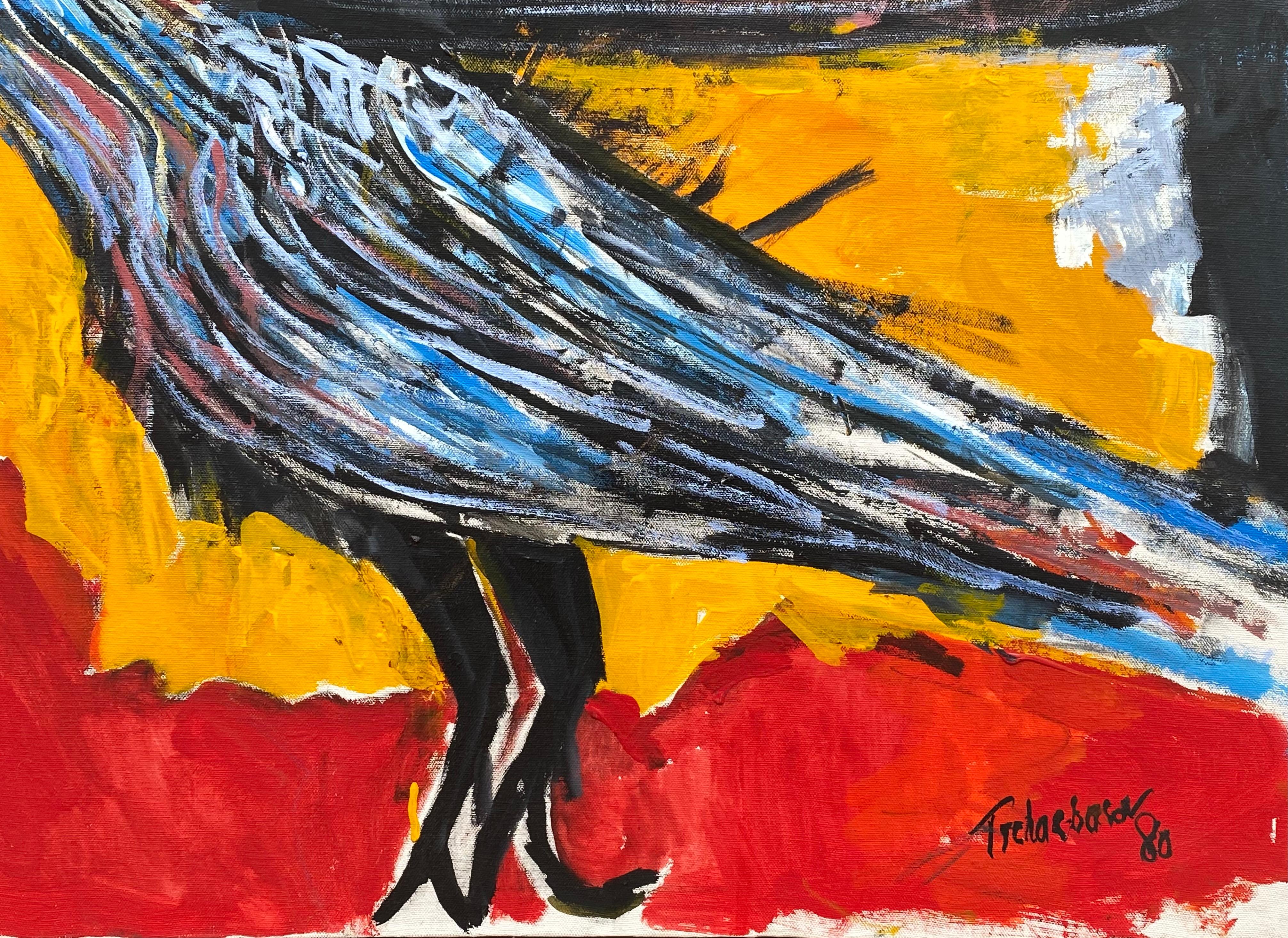 “The Bird” - Black Figurative Painting by Nahum Tschacbasov