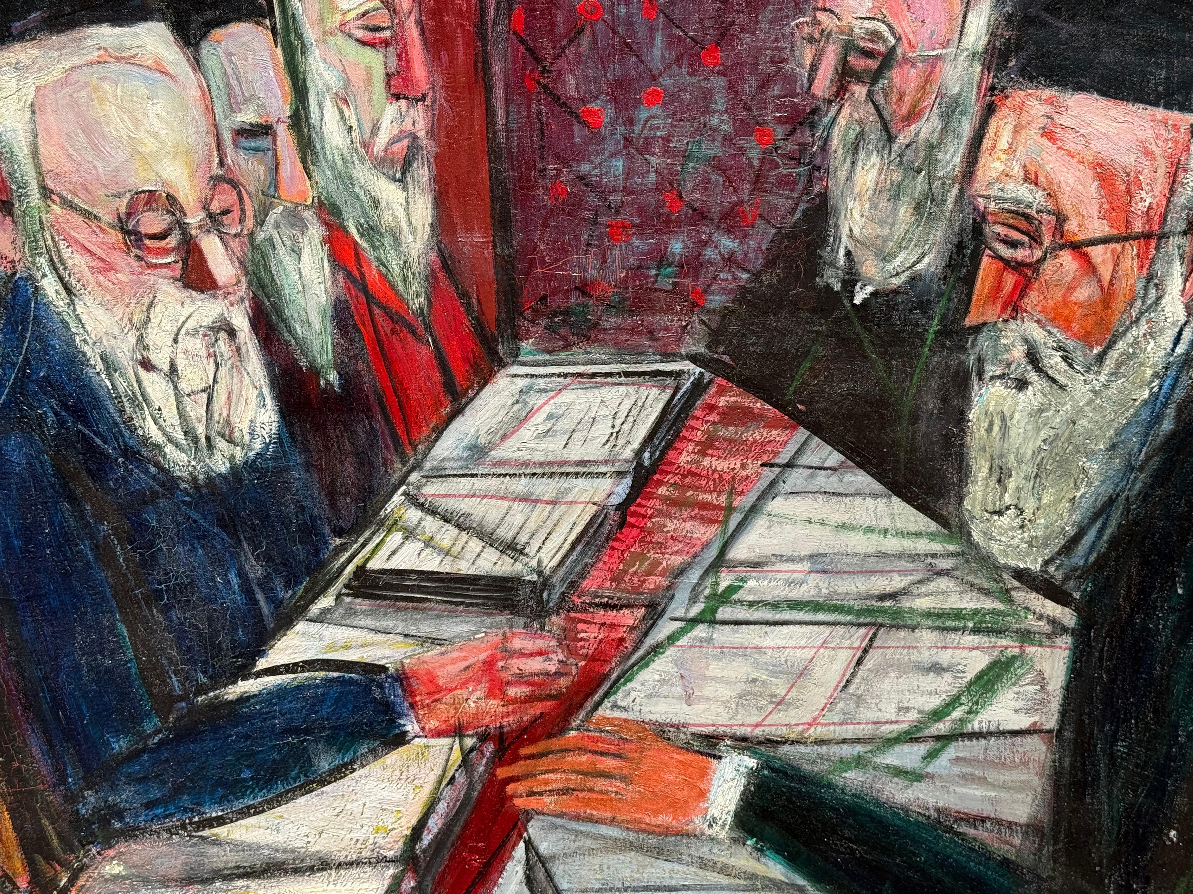 “The Rabbi’s” - Black Figurative Painting by Nahum Tschacbasov