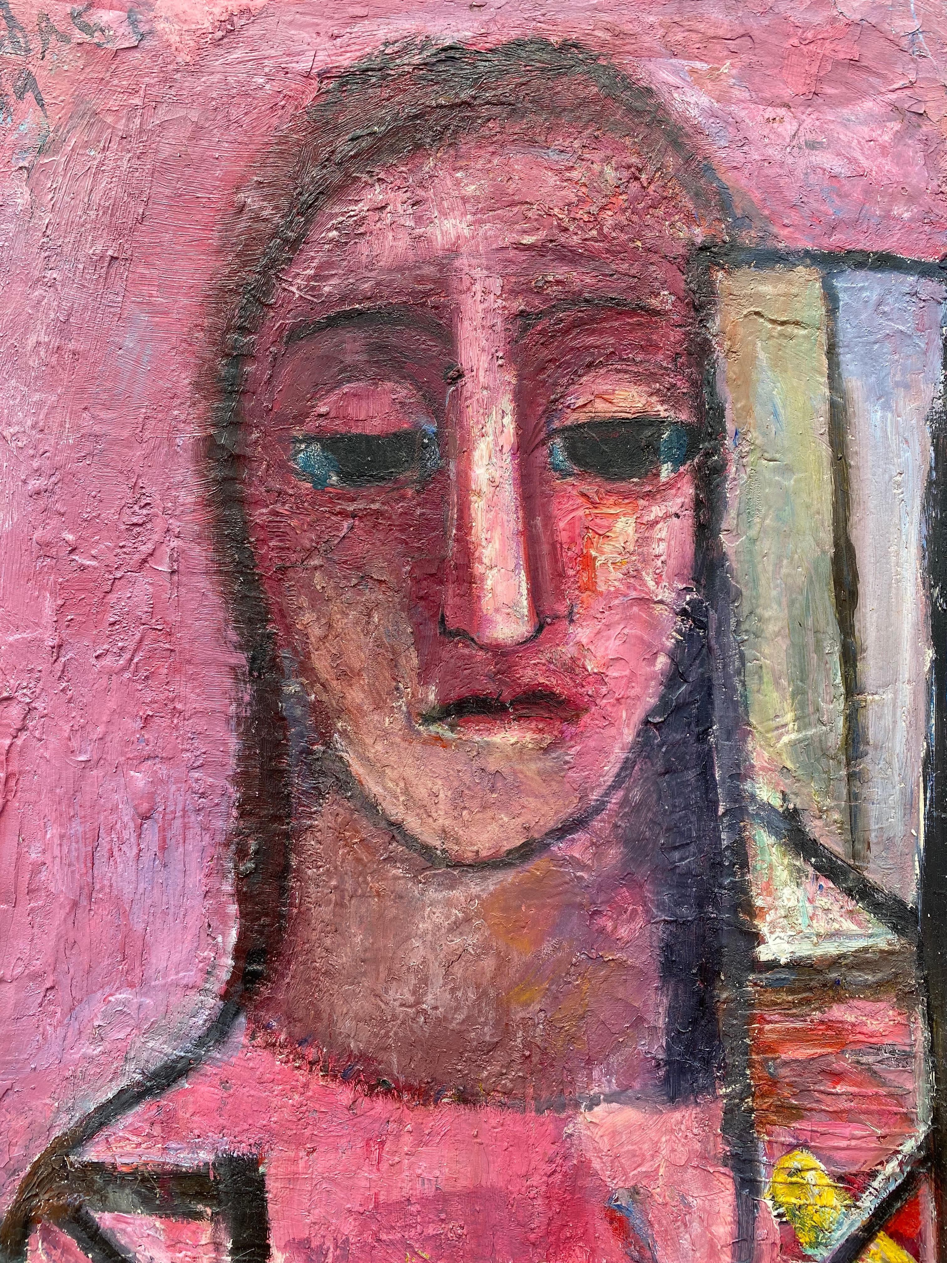 Frau und Vögel – Painting von Nahum Tschacbasov