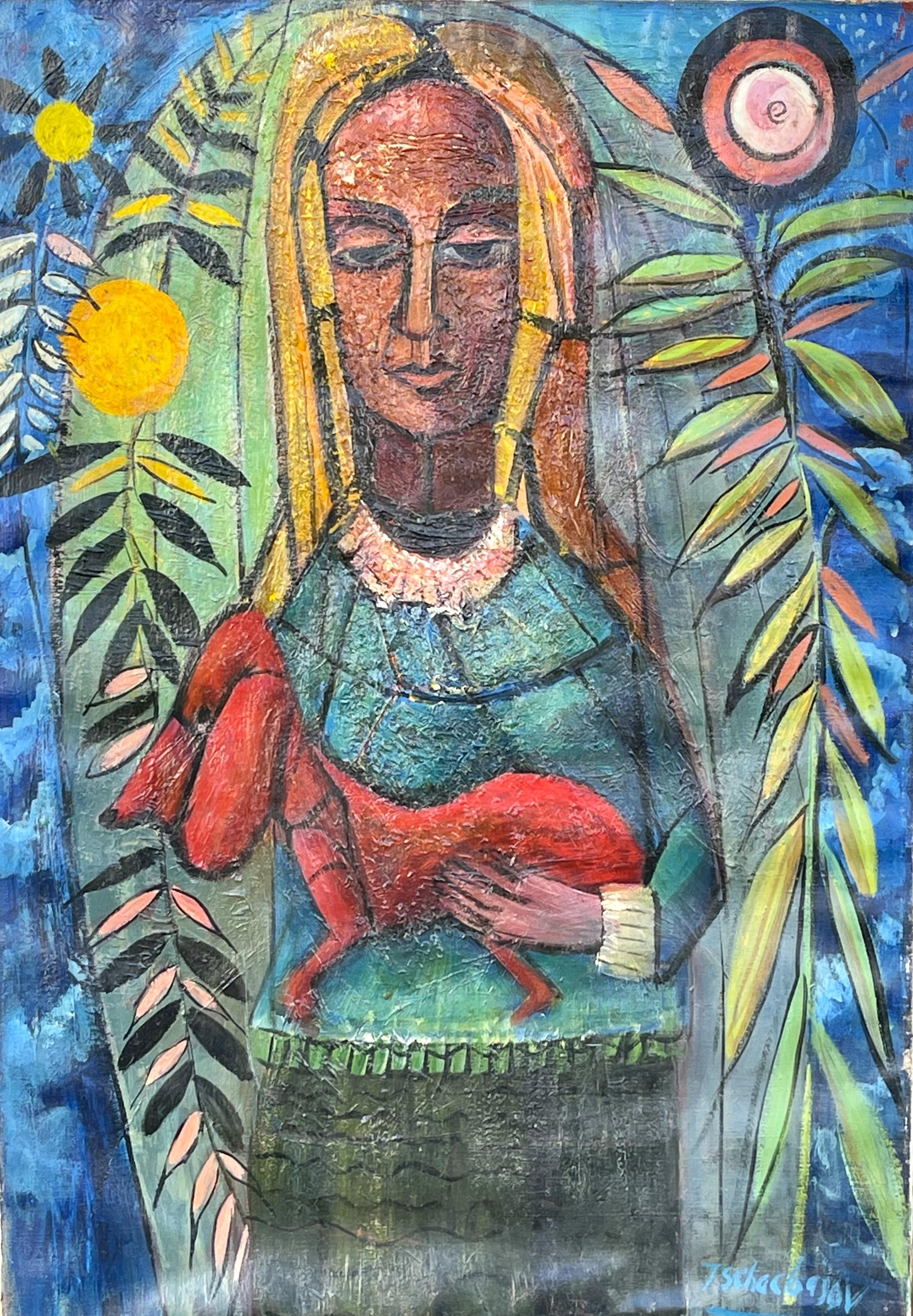 Nahum Tschacbasov Figurative Painting - Woman with a Red Dog
