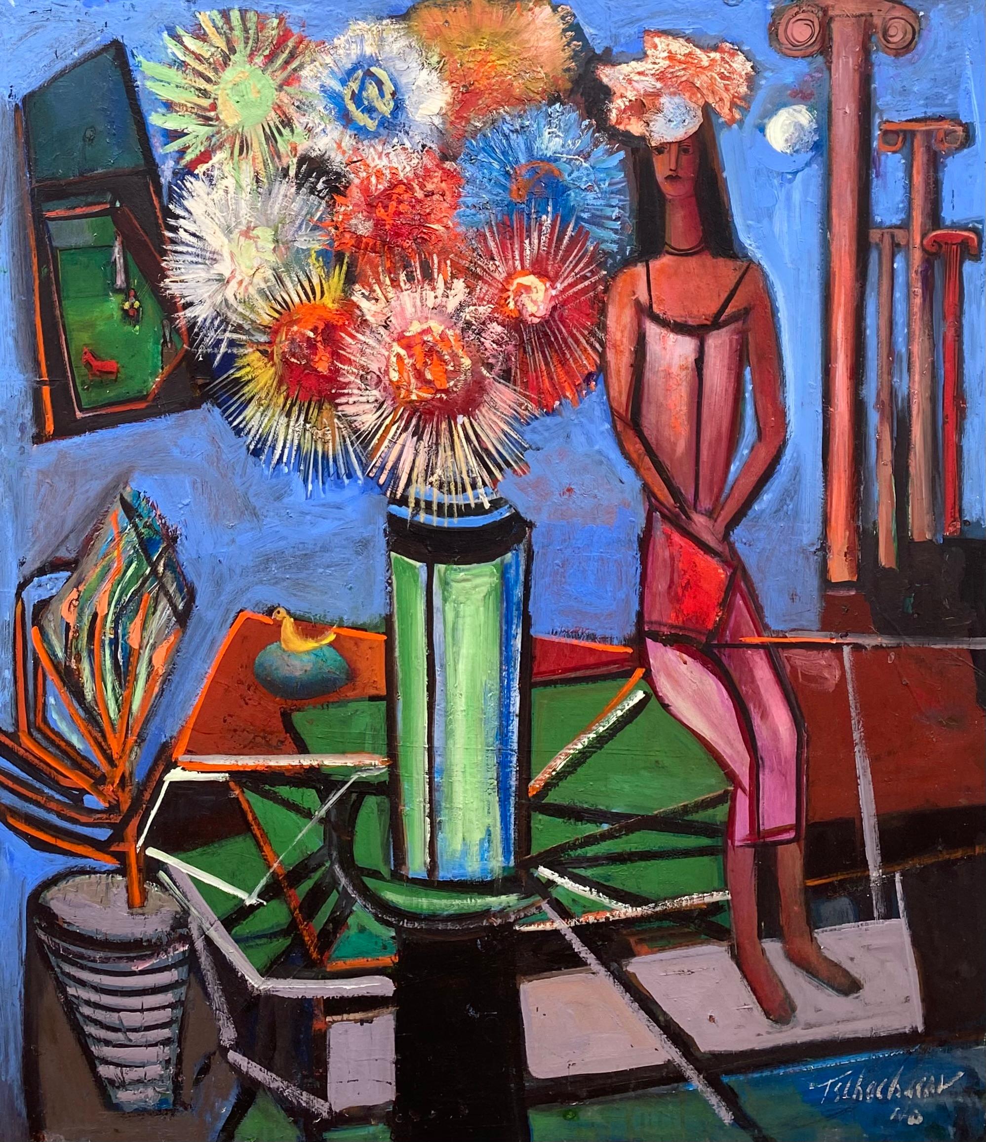 Figurative Painting Nahum Tschacbasov - "Femme aux fleurs