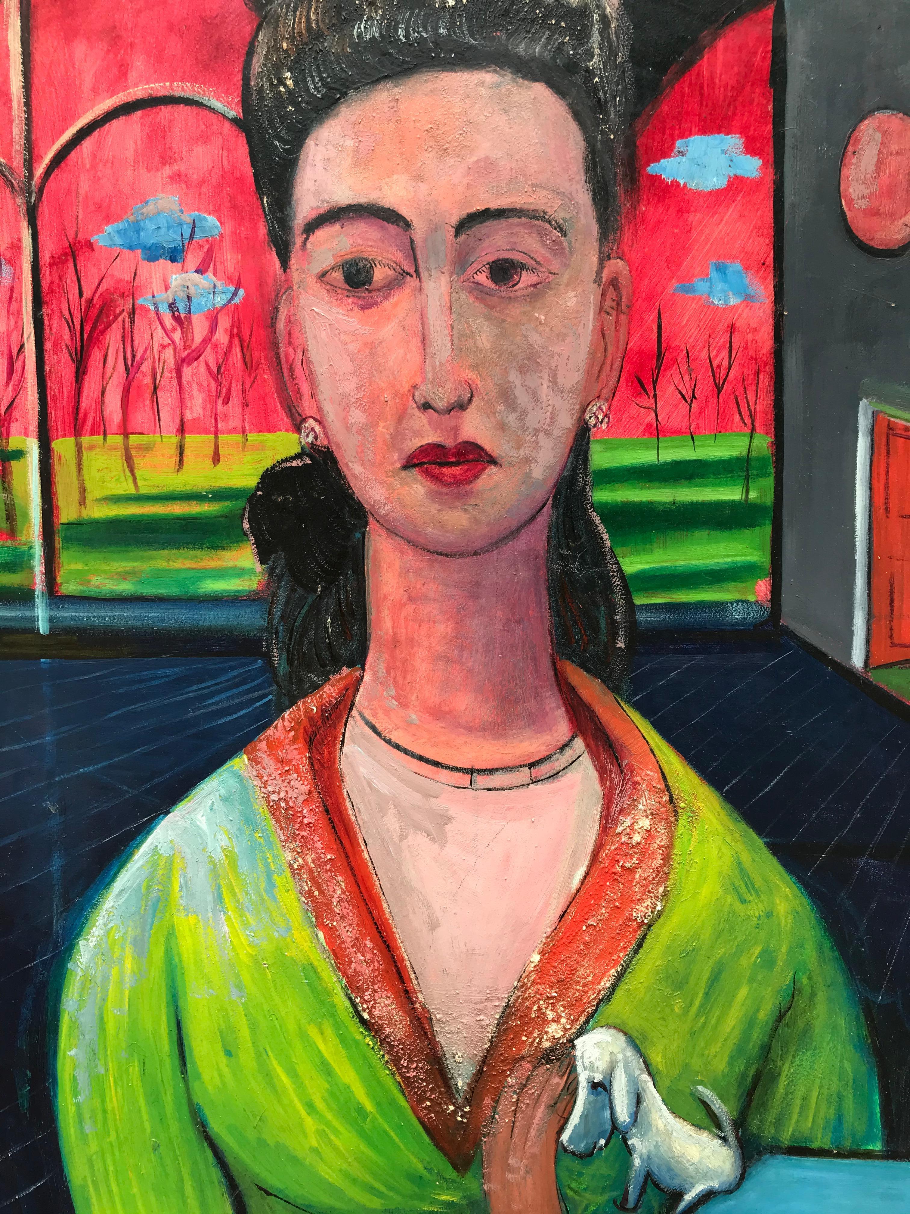 “Woman with Goldfish” - Painting by Nahum Tschacbasov
