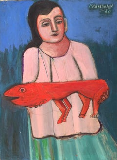“Woman with Red Dog”