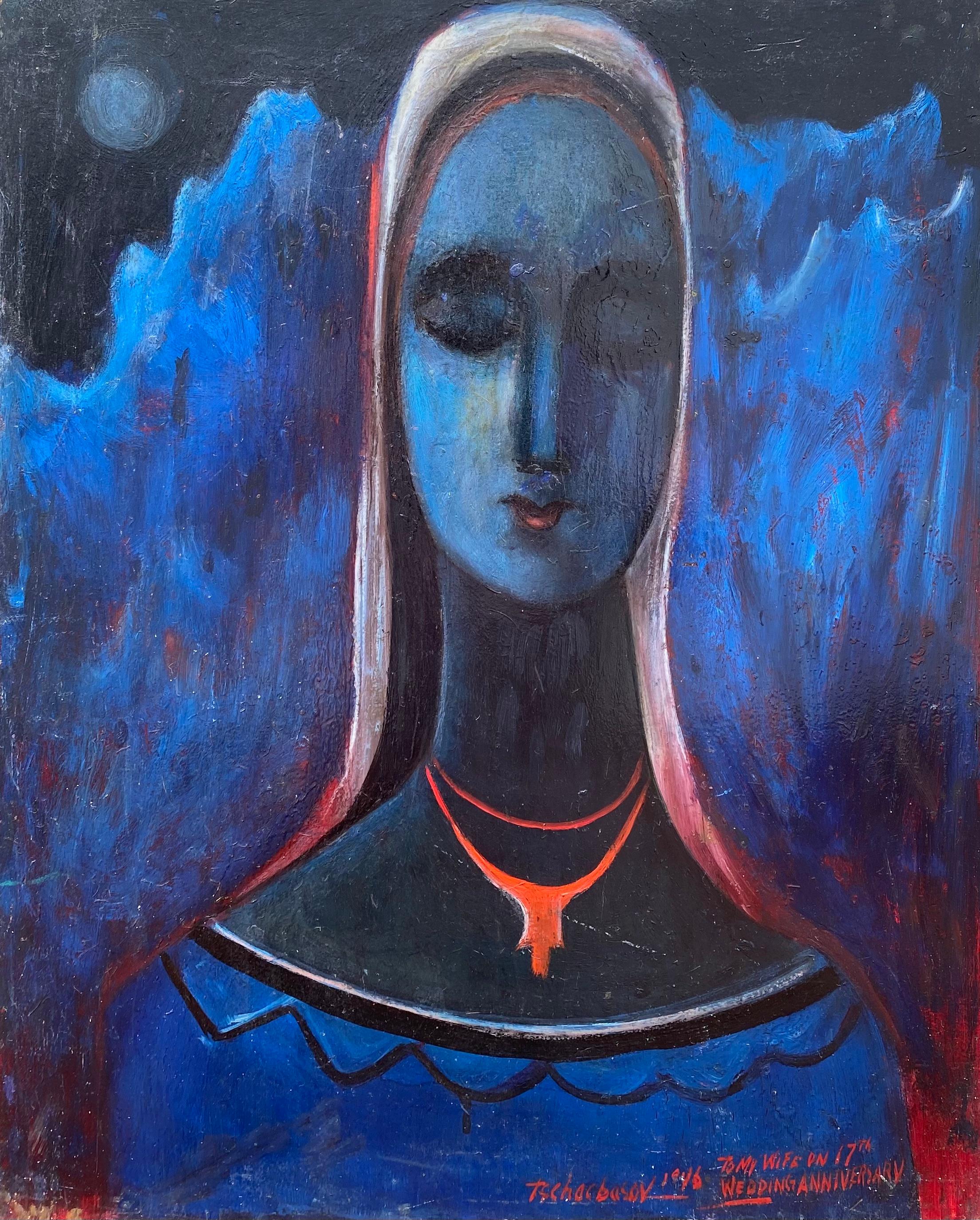 Nahum Tschacbasov Figurative Painting - “Woman with Orange Necklace”