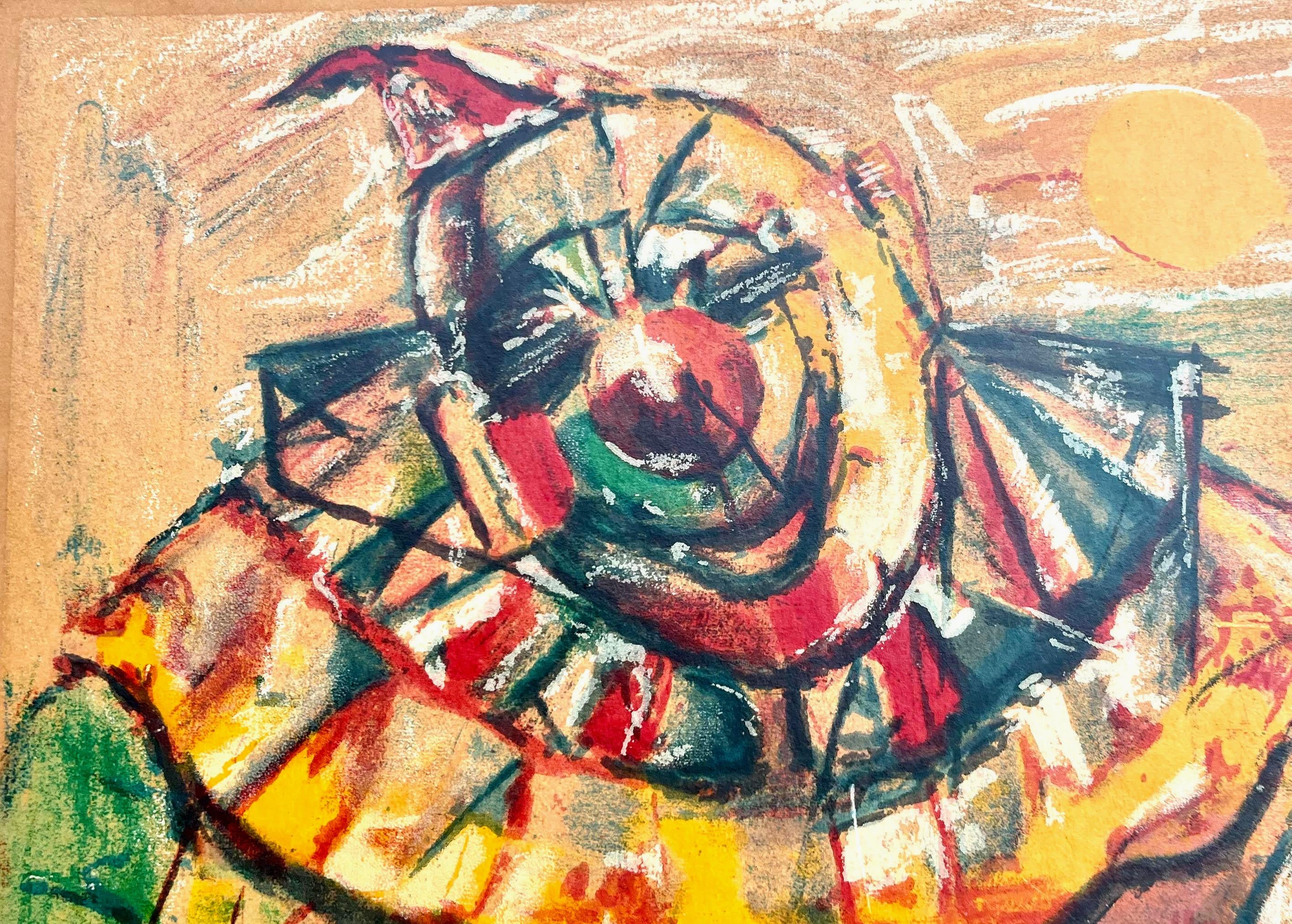 Impression de clowns moderne du milieu du siècle, signée à la main 144/250, artiste américain d'origine russe en vente 2