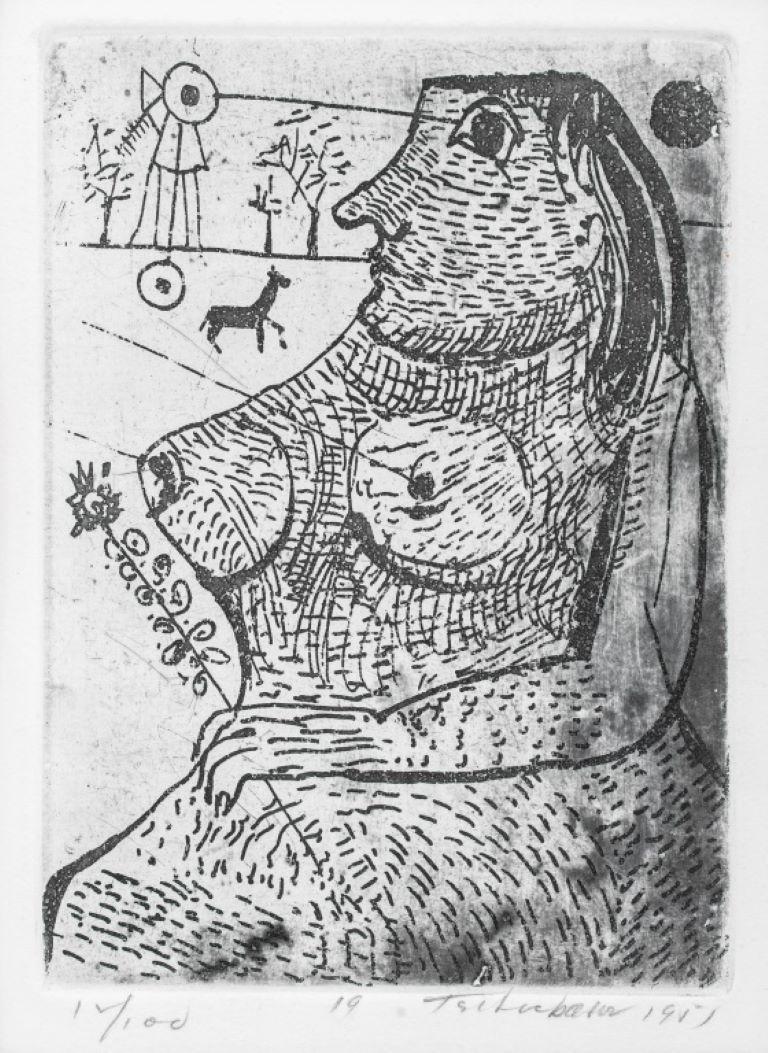 Nahum Tschacbasov (Russisch/Amerikanisch, 1899-1994), Nackte Frau, Radierung auf Papier, 1951, rechts unten mit Bleistift signiert und datiert, links unten die Nummer 