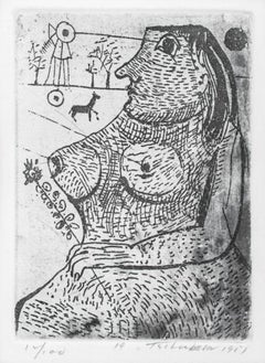 Nahum Tschacbasov Nude Woman Etching, 1951