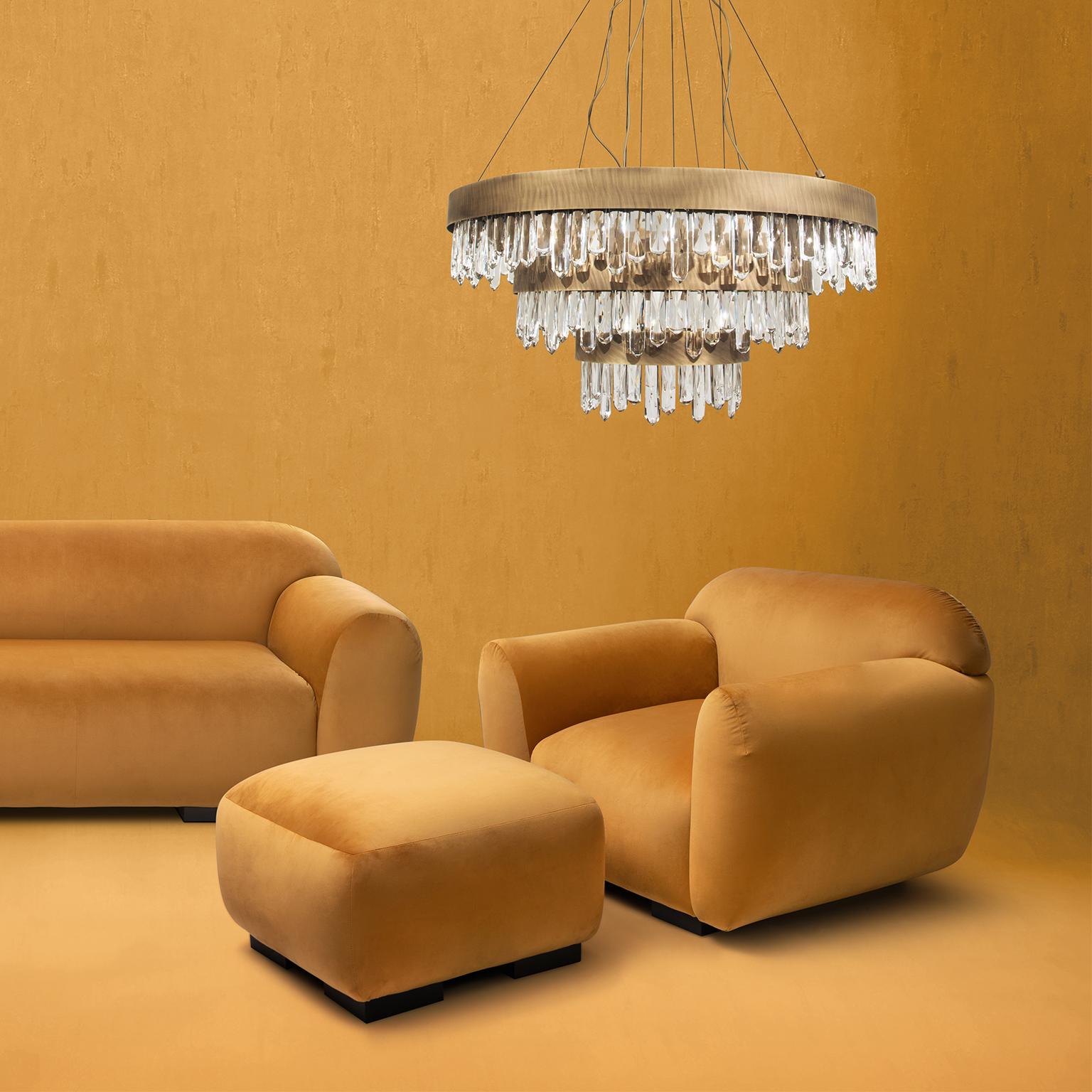Contemporary Naicca Chandelier in Aged Brushed Brass by BRABBU For Sale