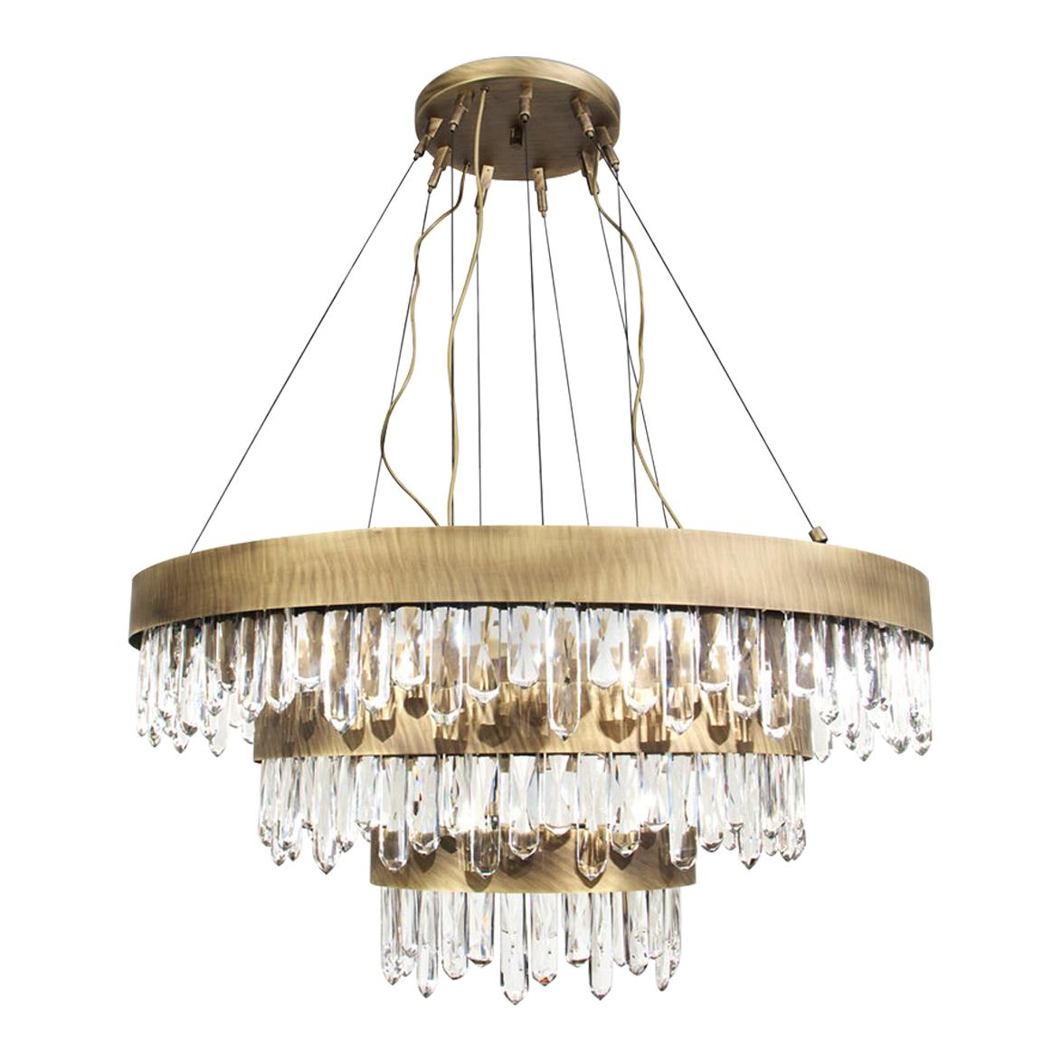 Naicca Chandelier in Aged Brushed Brass by BRABBU For Sale