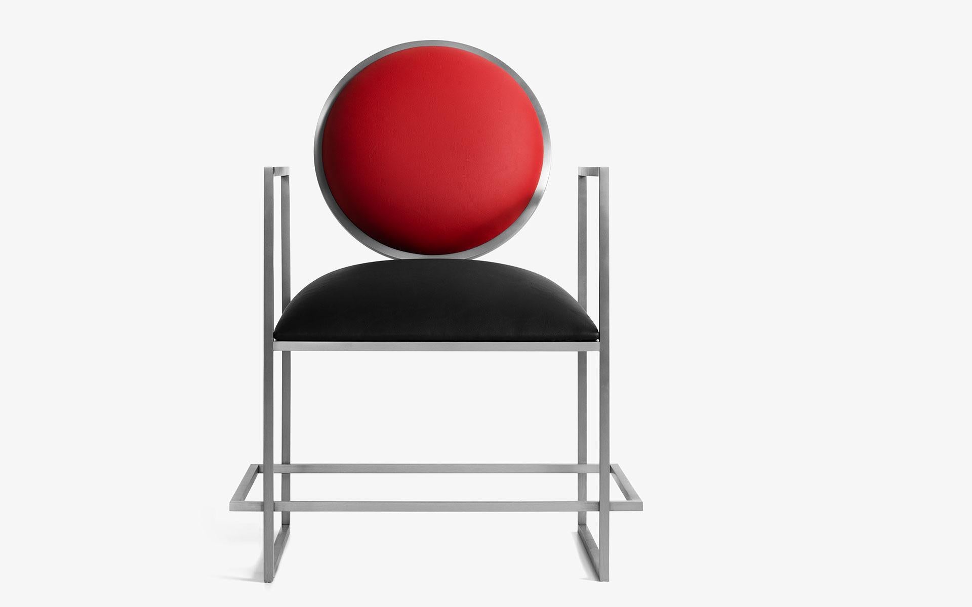 Chaise Naifu en métal et simili cuir en vente 4
