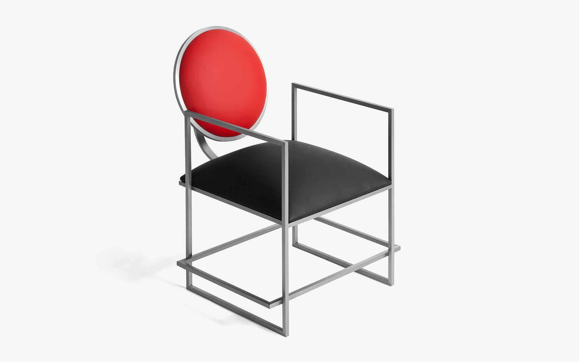 Chaise Naifu en métal et simili cuir en vente 5