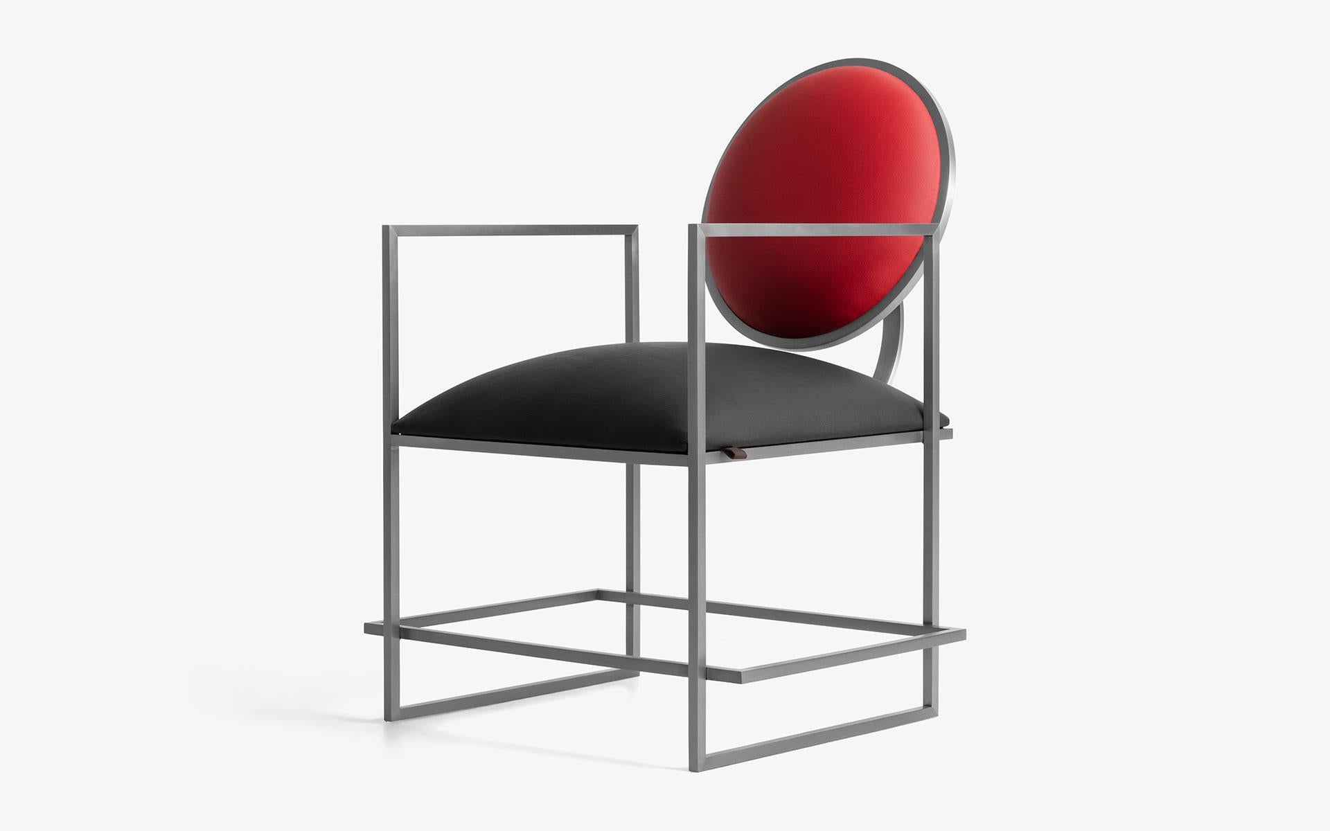 Chaise Naifu en métal et simili cuir en vente 6