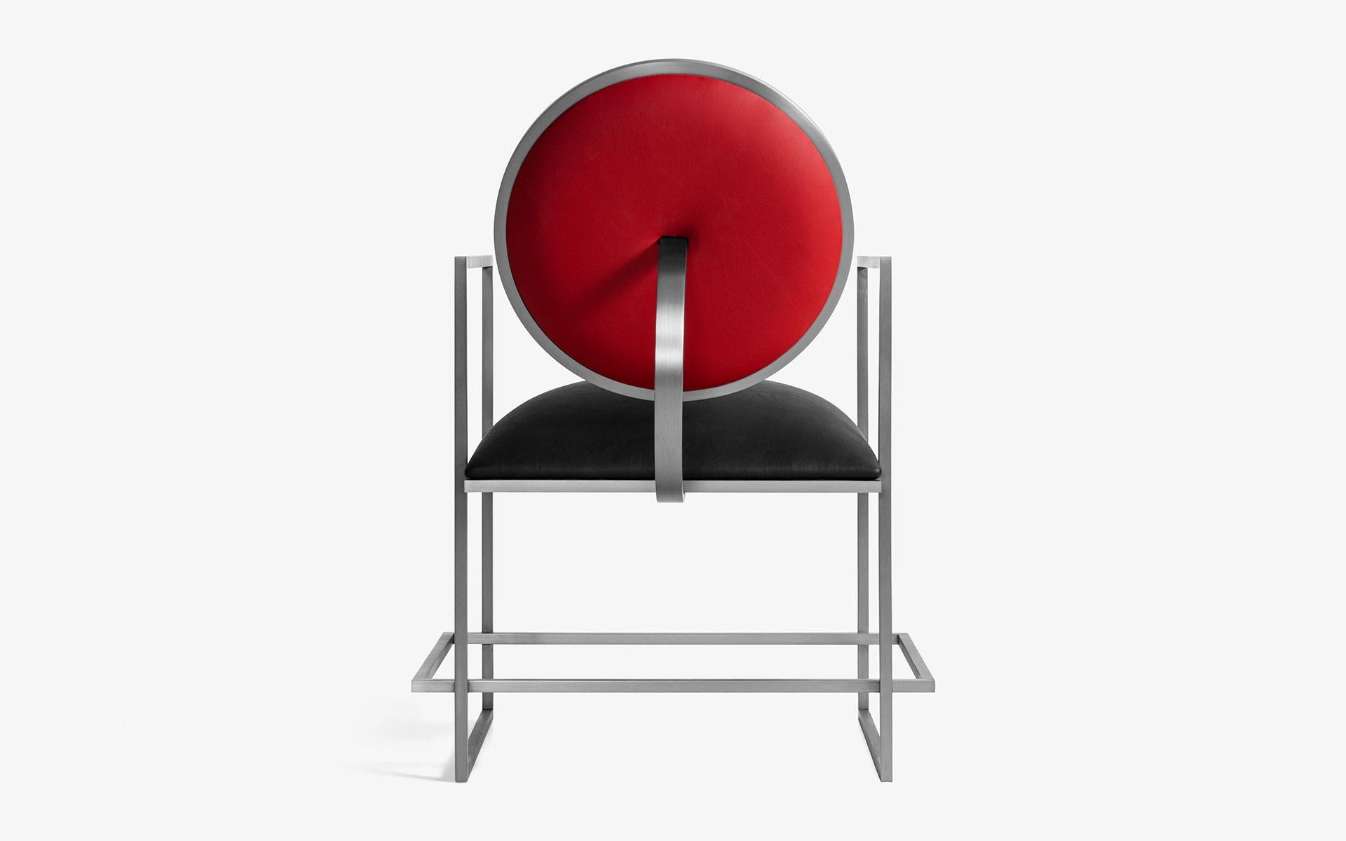 Chaise Naifu en métal et simili cuir en vente 8
