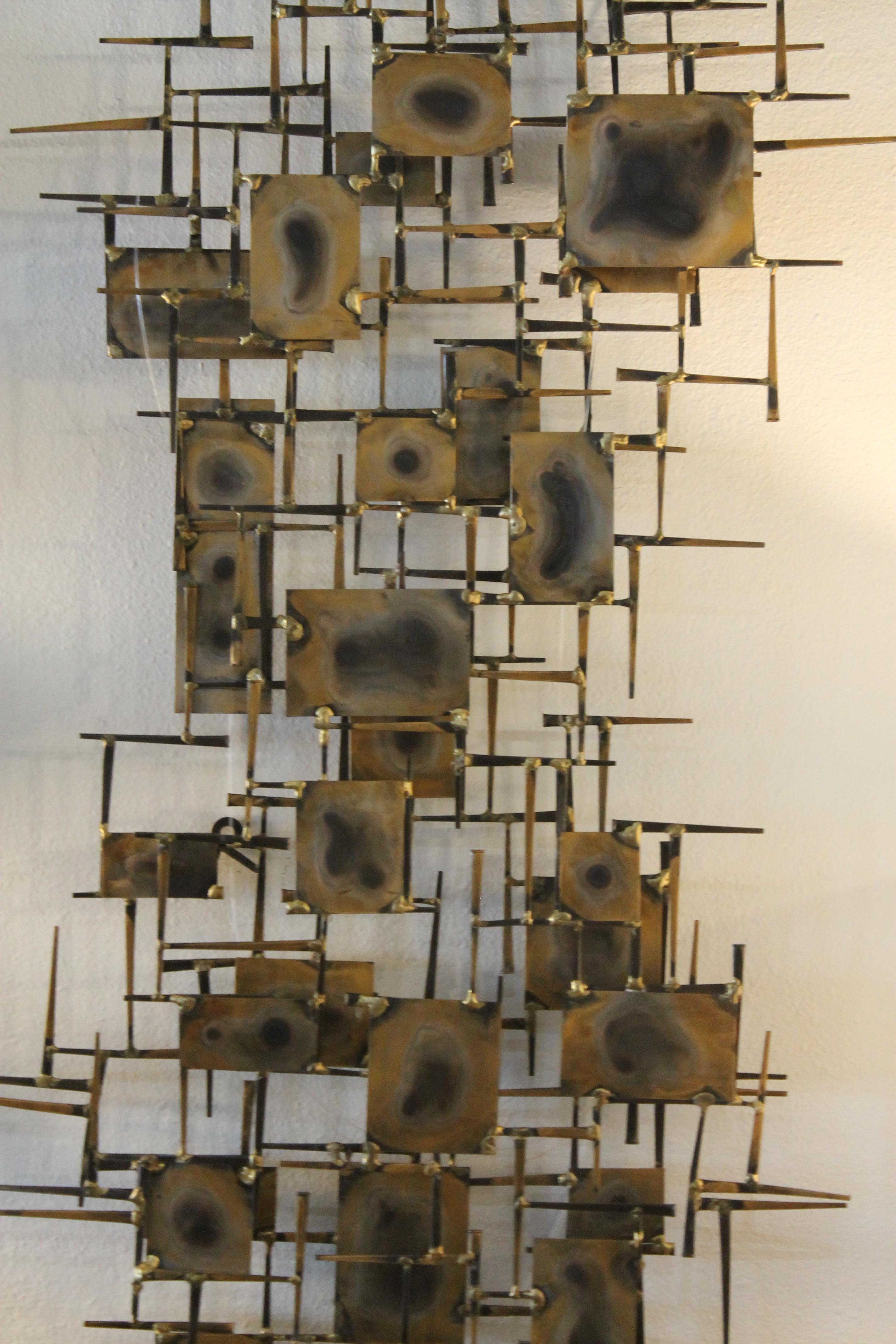 Nail and Brass Wall Sculpture In Good Condition In Palm Springs, CA