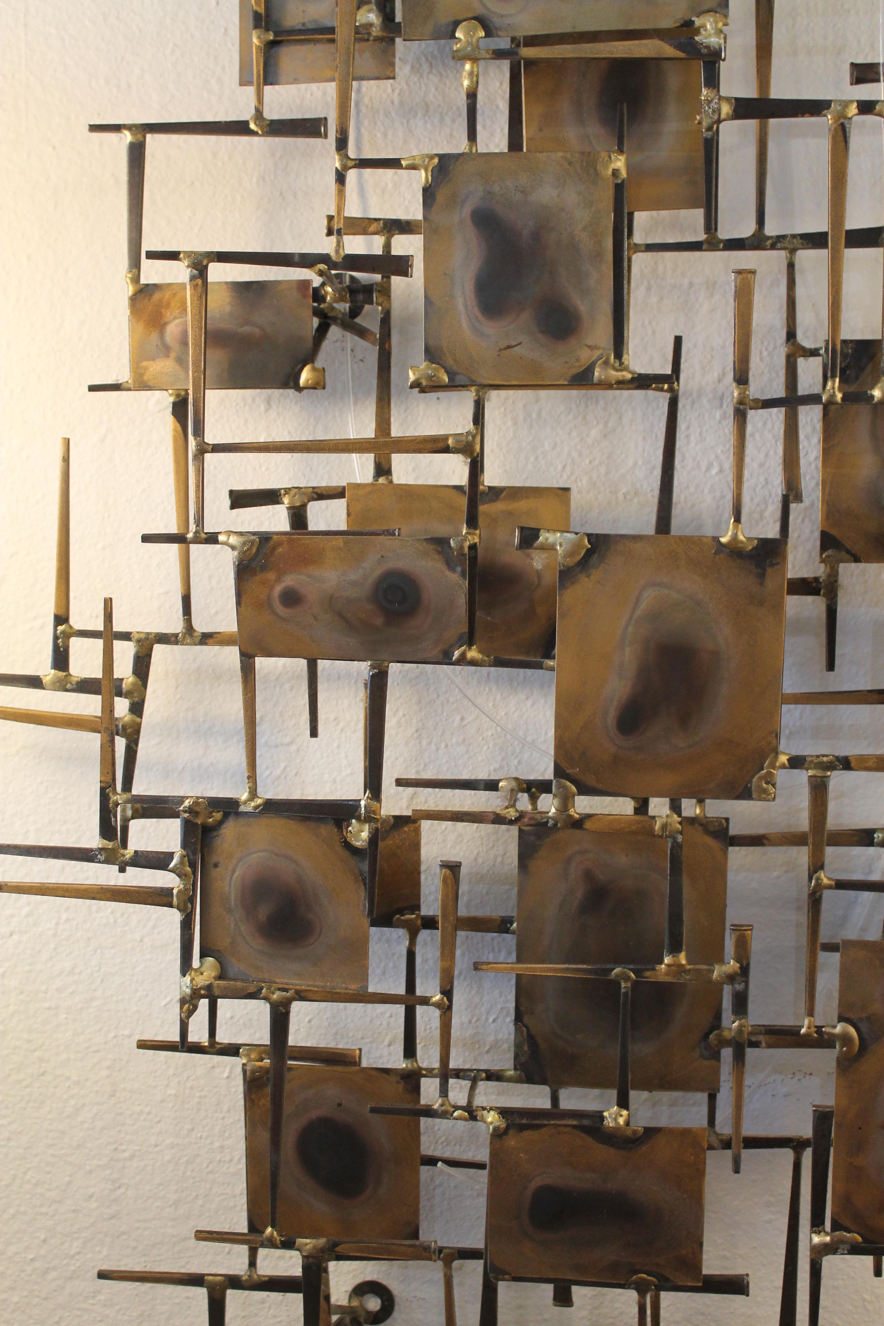 Steel Nail and Brass Wall Sculpture