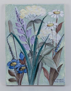 Naile Wafin for Arabia, Finland. Unique wall plaque with a floral motif