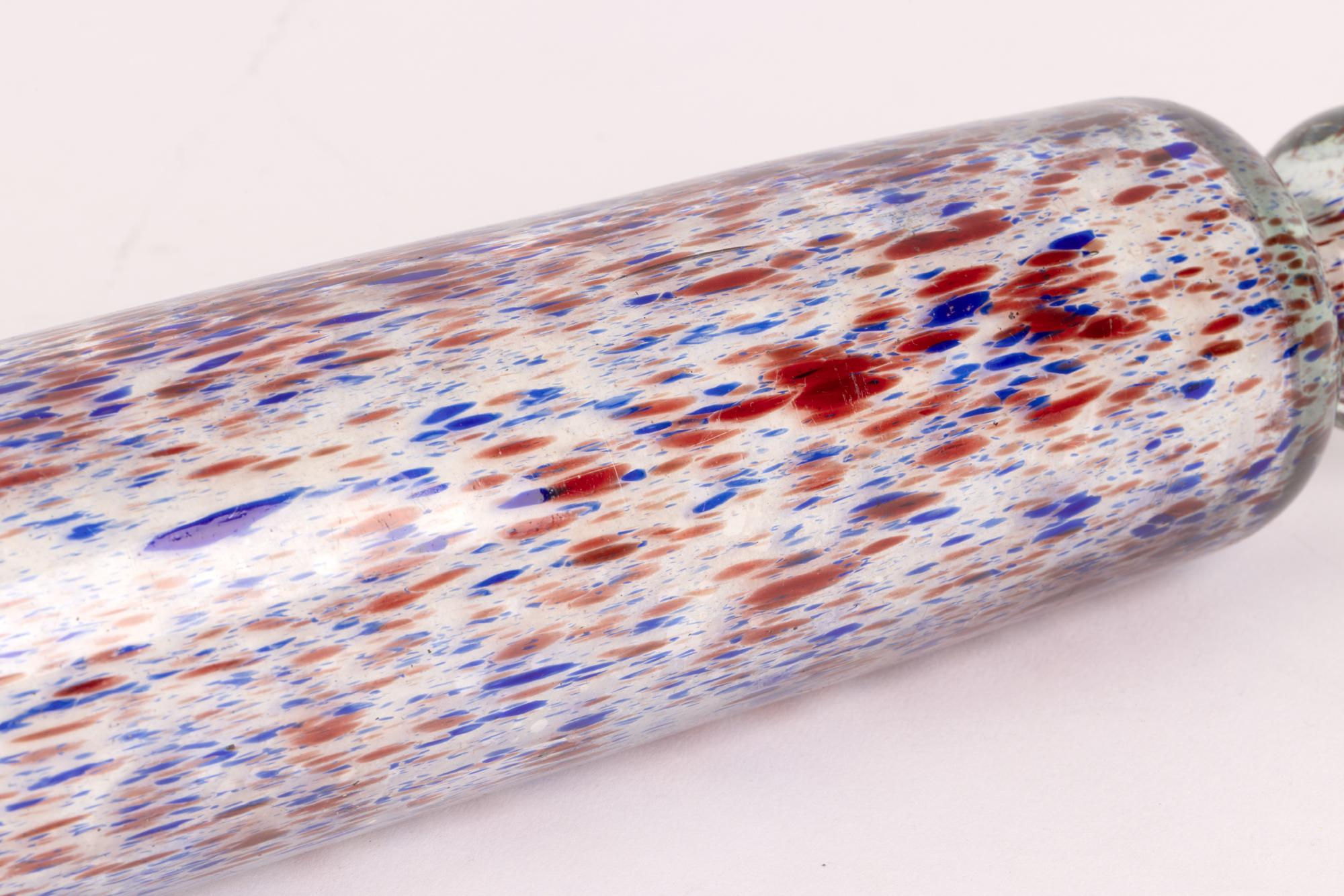 Nailsea Hand-Blown Antique Glass Rolling Pin with Colored Inclusions For Sale 2
