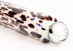 Mattarello in vetro antico soffiato a mano Nailsea con inclusioni colorate