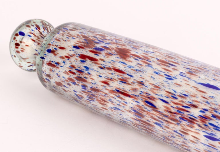 Nailsea HandBlown Antique Glass Rolling Pin with Colored Inclusions