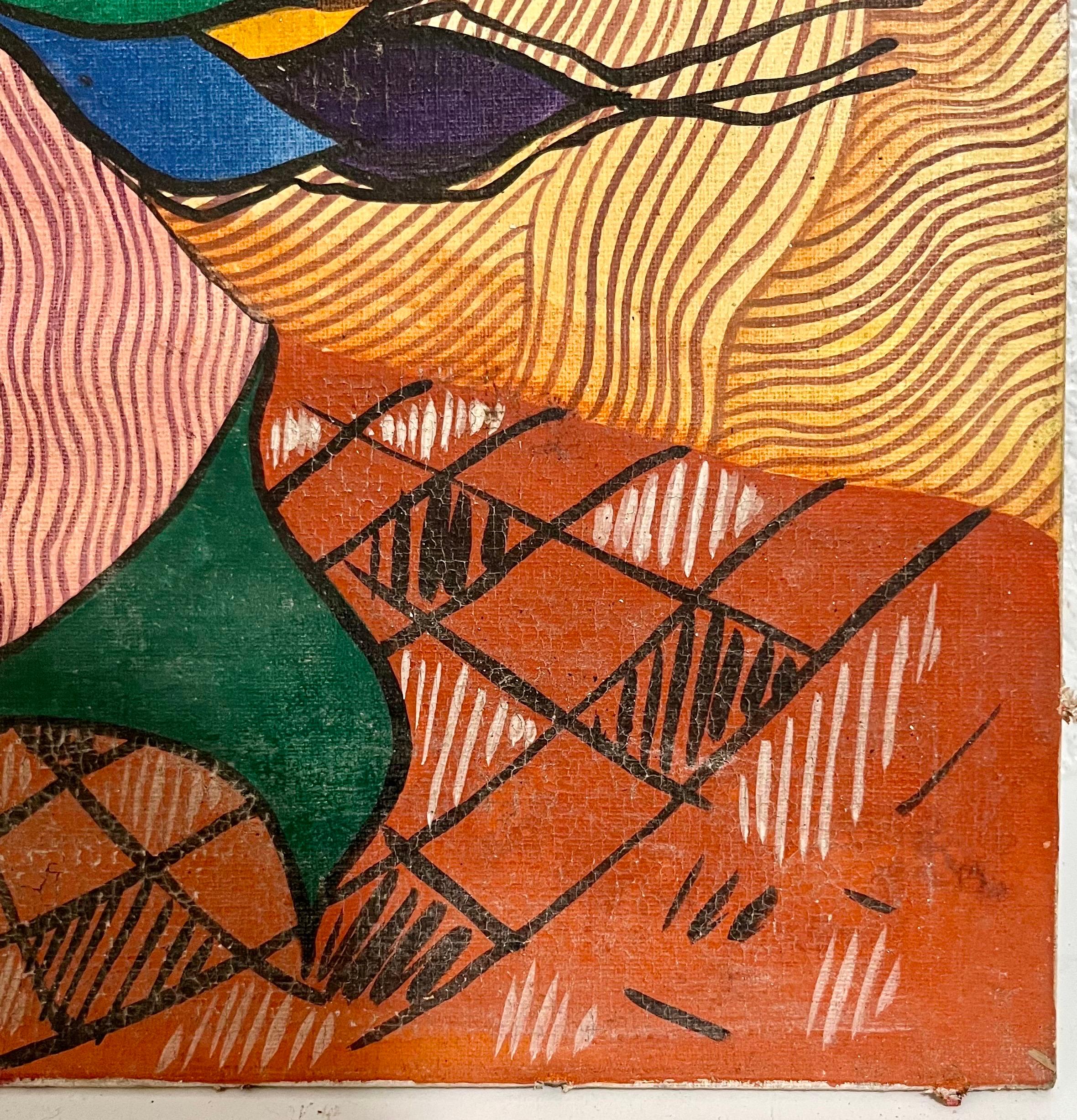 Iraqi Israeli Mod Abstract Oil Painting Naim Basson Modernist Art Dove of Peace 5