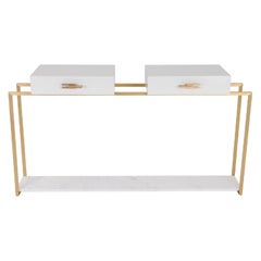 NAIMA Console with Marble Base and Brass Structure and Handles