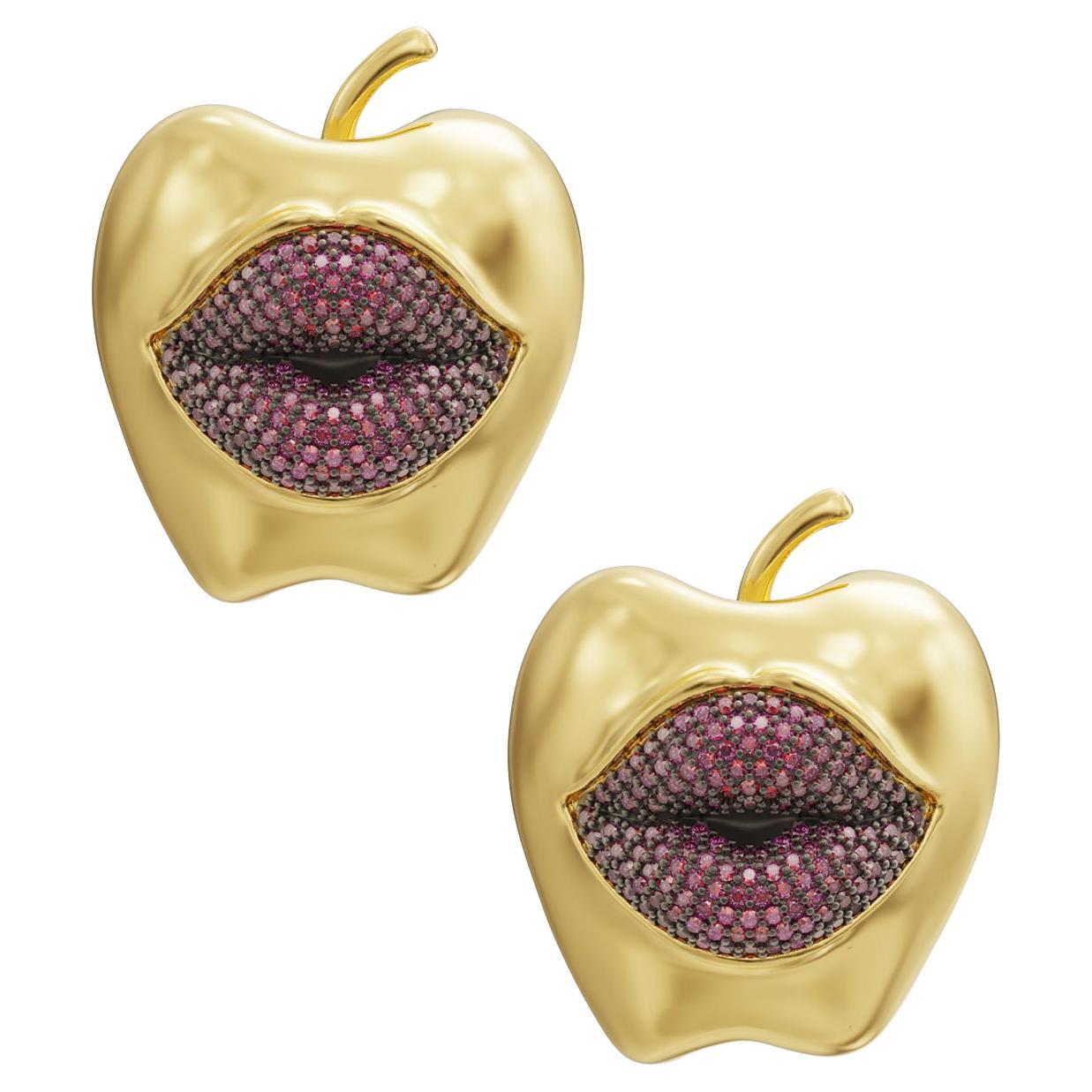Naimah Apple Lips Earrings Ruby