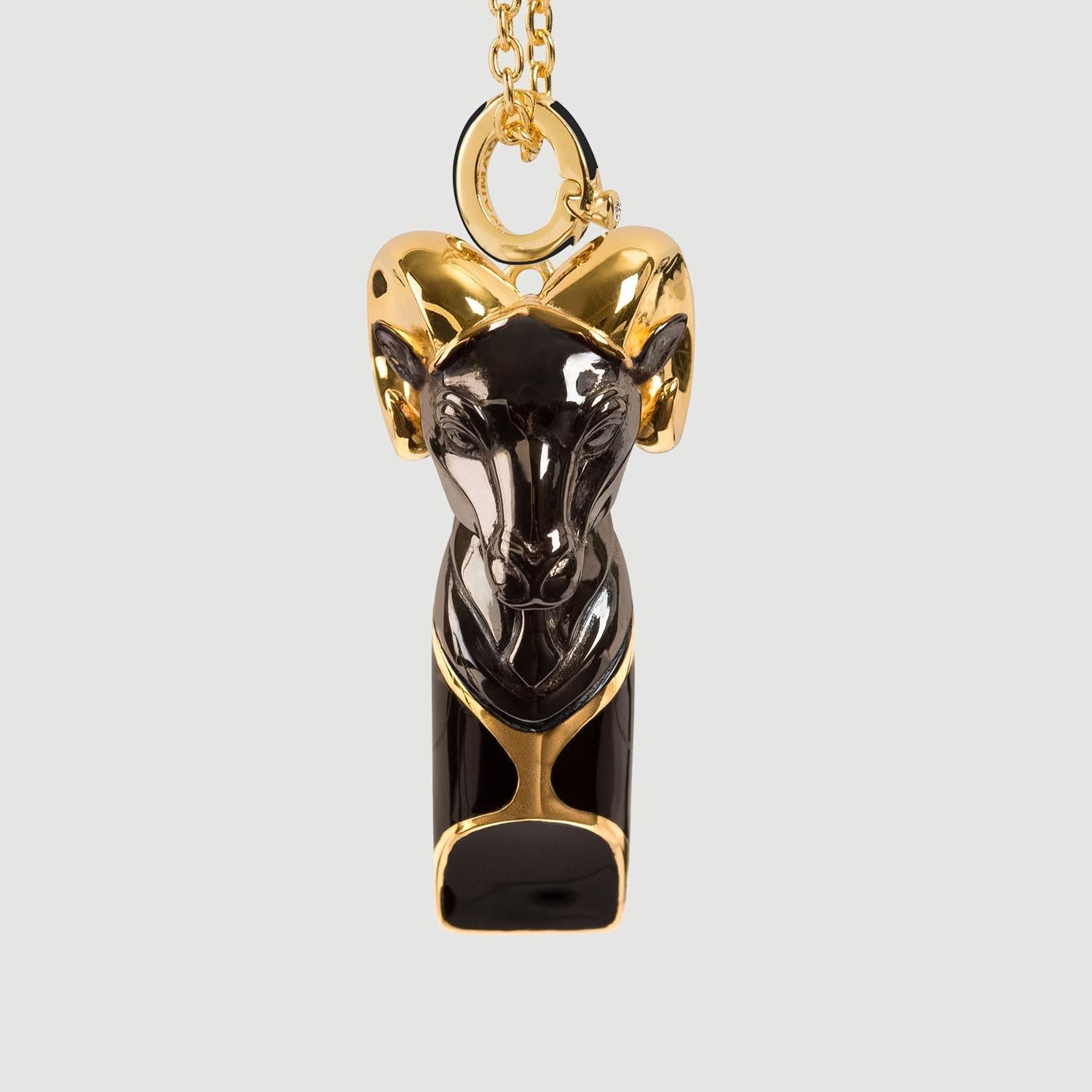Introducing our stunning gold vermeil pendant necklace - a functional whistle with a modern twist on antique dog whistles. This unique piece is perfect for those who value both style and practicality. With its sleek design and high-quality