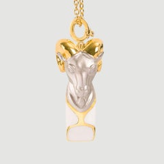 Naimah, Aries Whistle Pendant Necklace, White Enamel