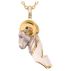Naimah, Aries Whistle Pendant Necklace, White Enamel