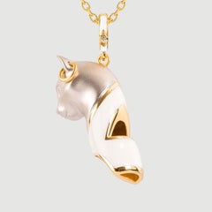 Naimah Cat Whistle Pendant Bastet Necklace, White Enamel
