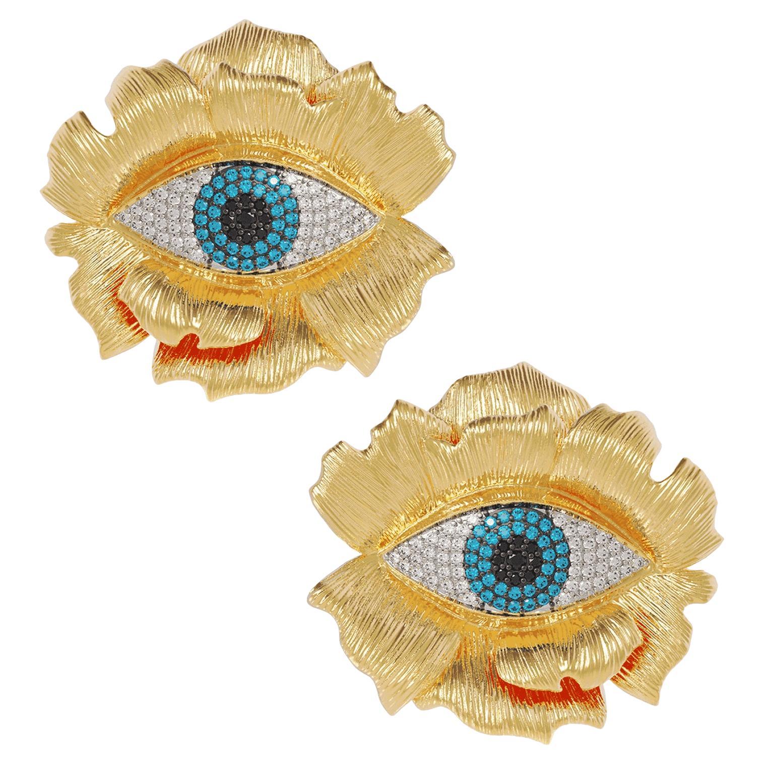 Naimah Evil Eye Blumen-Statement-Ohrringe