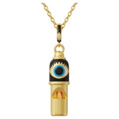 Naimah, Collana con ciondolo a forma di fischietto con occhio maligno, smalto nero