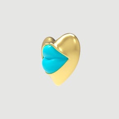 Naimah Love Lips Gold Rouge Single Earring, Blue Enamel