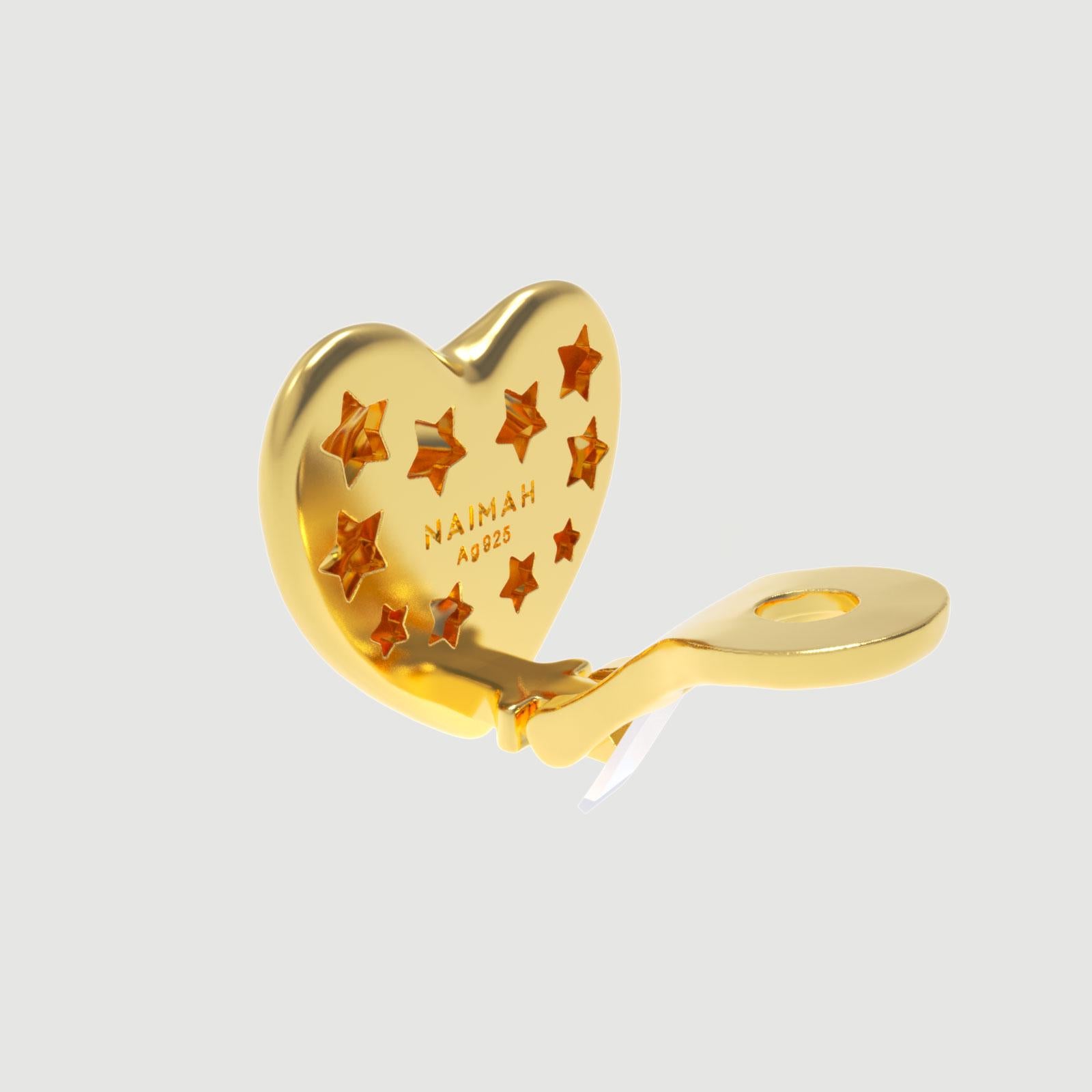 Naimah Love Lips Boucles d'oreilles simples Gold Rouge, émail orange néon Neuf - En vente à Istanbul, 34