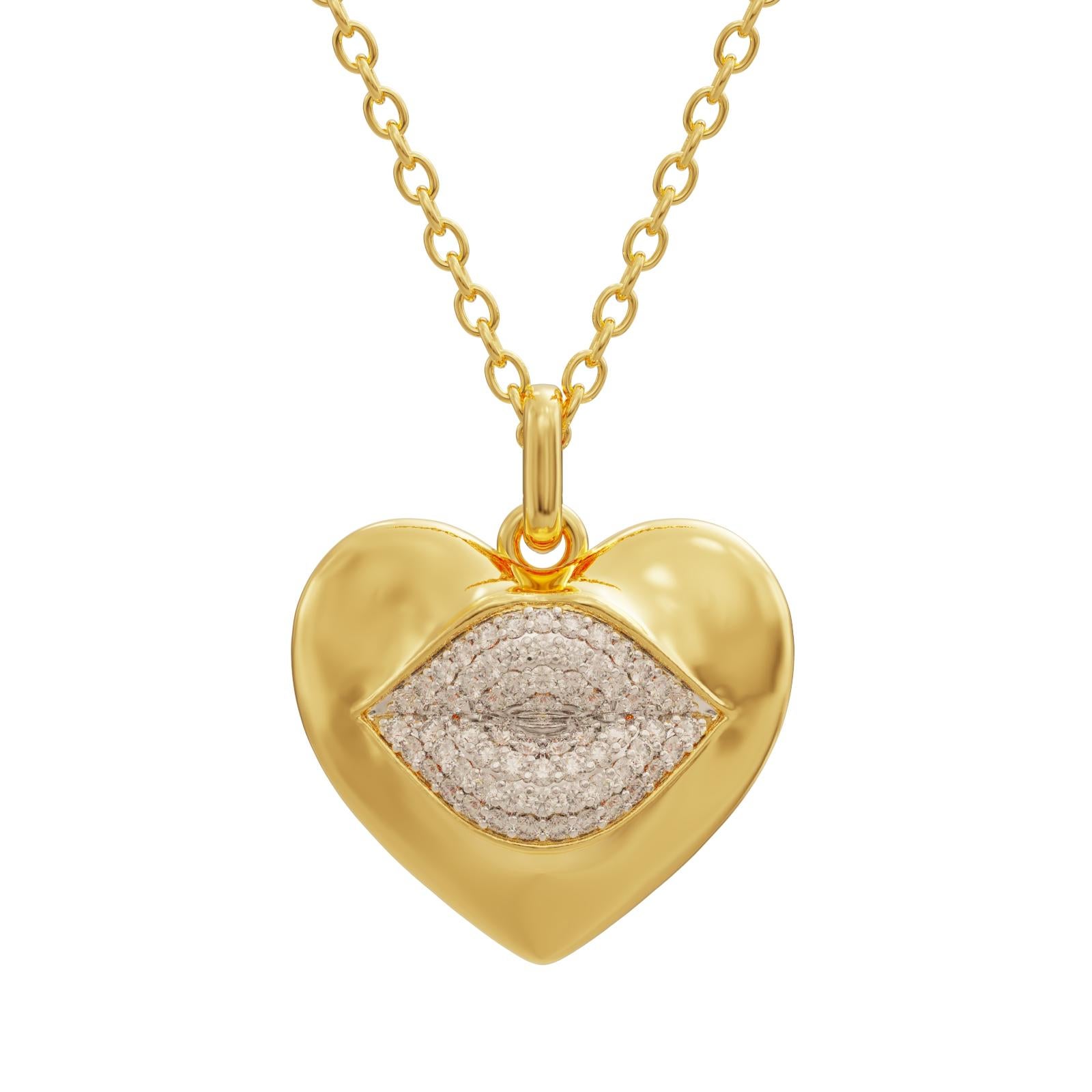Taille brillant Mini collier fantaisie Naimah Love Lips en cristal en vente