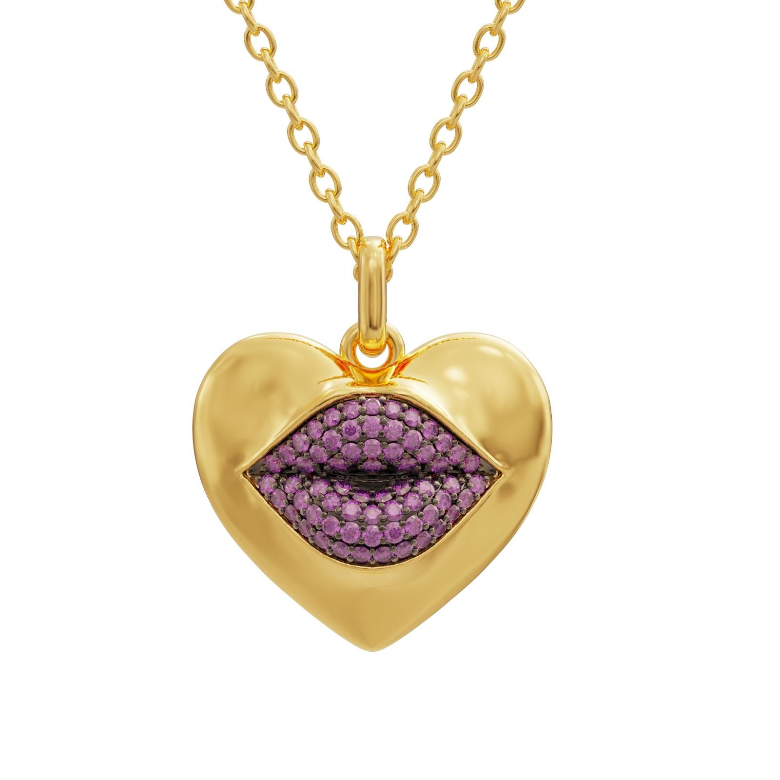 Moderne Mini collier fantaisie Naimah Love Lips, violet en vente