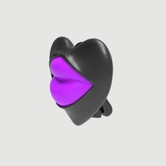 Naimah Love Lips Rouge Single Earring, Black Rhodium, Purple