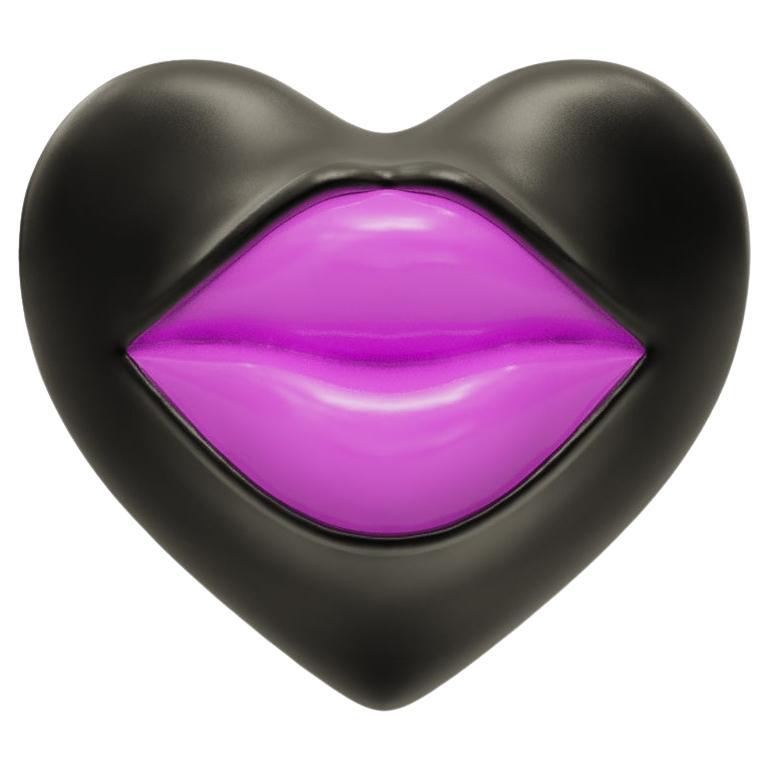 Naimah Love Lips Rouge Single Earring, Black Rhodium, Purple For Sale