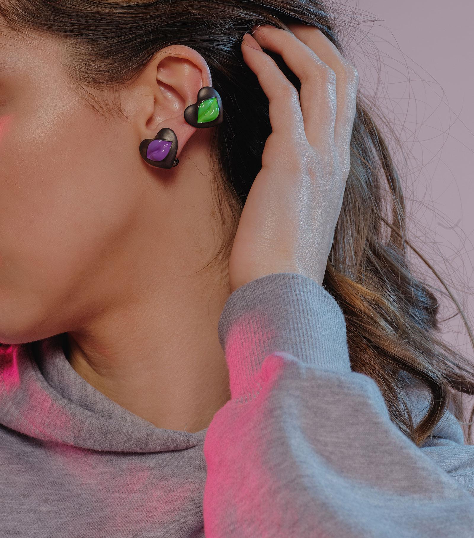 Pendiente Sencillo Naimah Love Lips Rouge, Verde Neón en venta 2