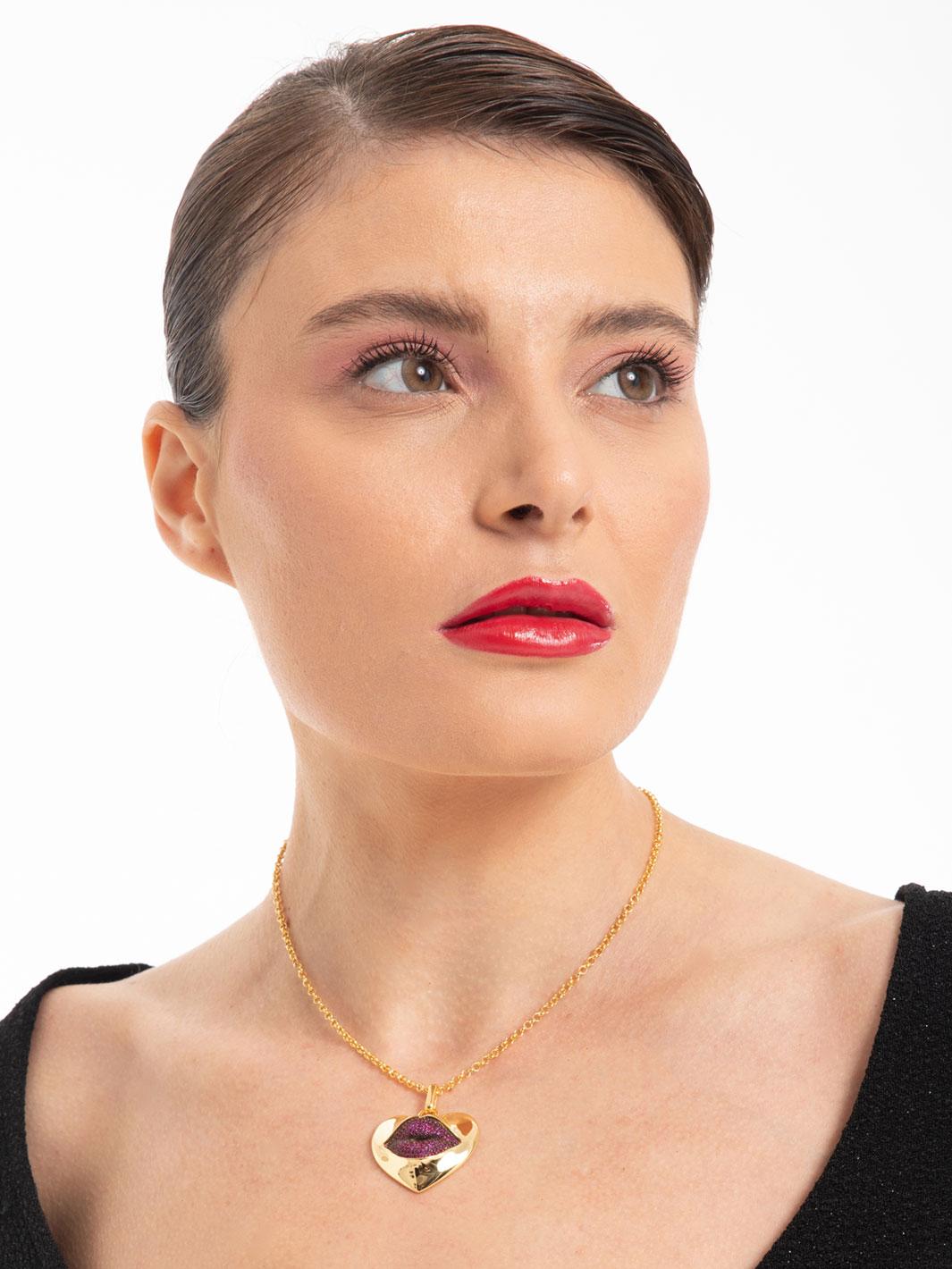Taglio brillante Collana Naimah Love Lips, Rubino in vendita